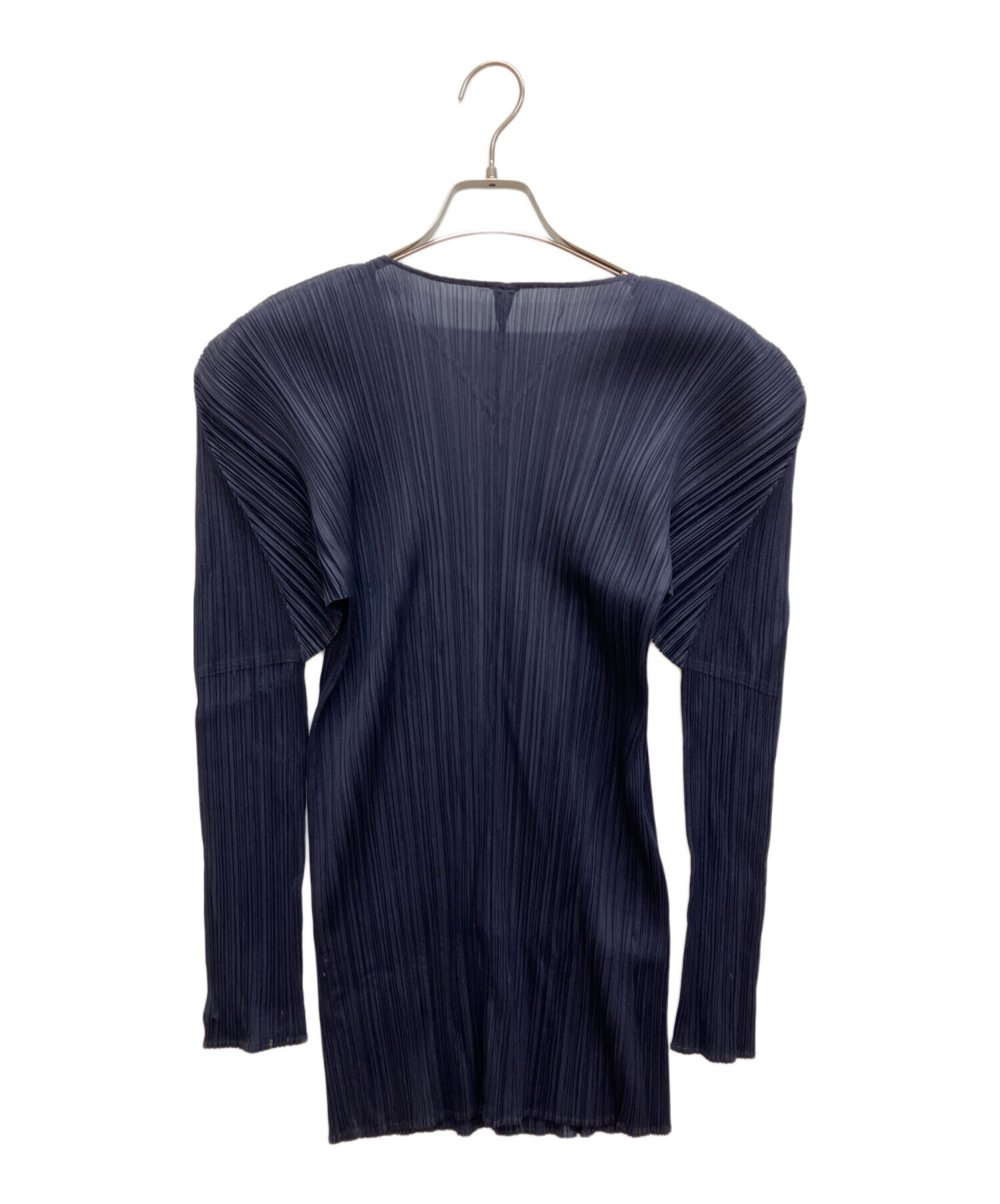 PLEATS PLEASE ネイビー クルーネック長袖カットソー／サイズ3 中古・古着通販】PLEATS PLEASE (プリーツプリーズ) プリーツトッパー