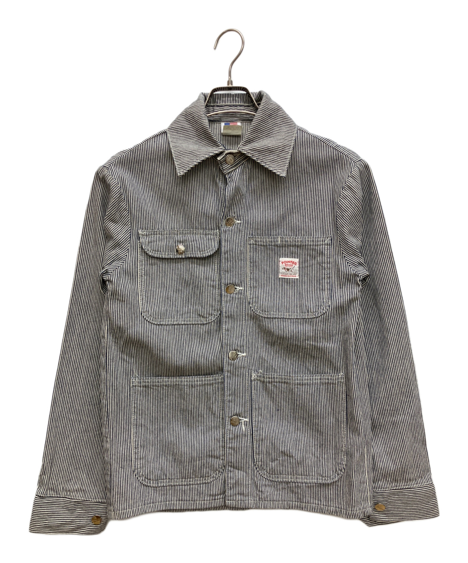POINTER ポインター ヒッコリー カバーオール シャツジャケット 中古・古着通販】POINTER (ポインター) ヒッコリーストライプワーク
