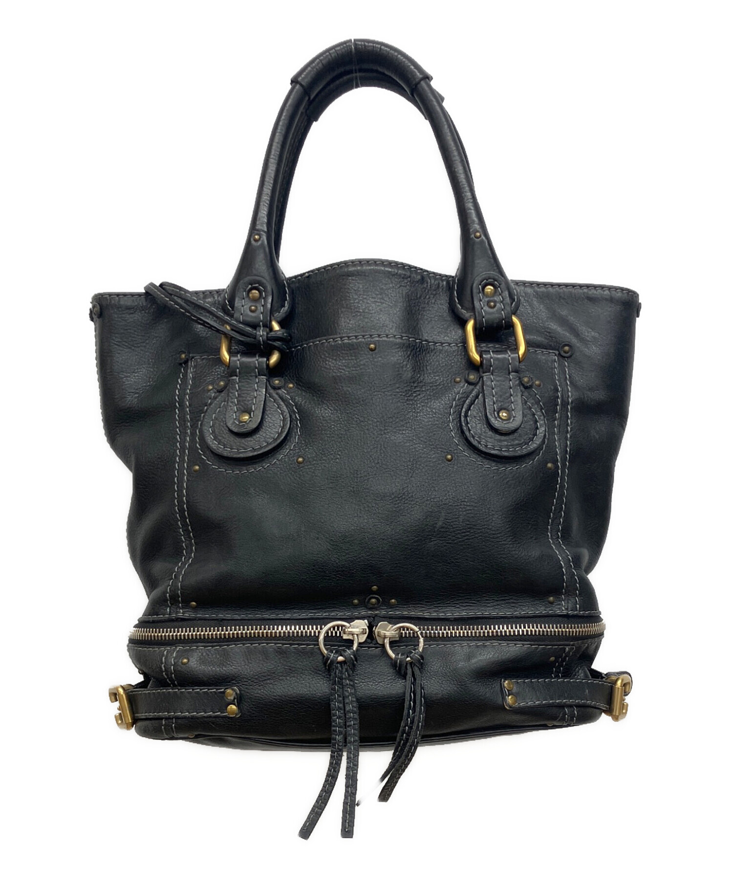 Chloe クロエ バッグ 美品 中古・古着通販】Chloe (クロエ) レザーパディントントートバッグ
