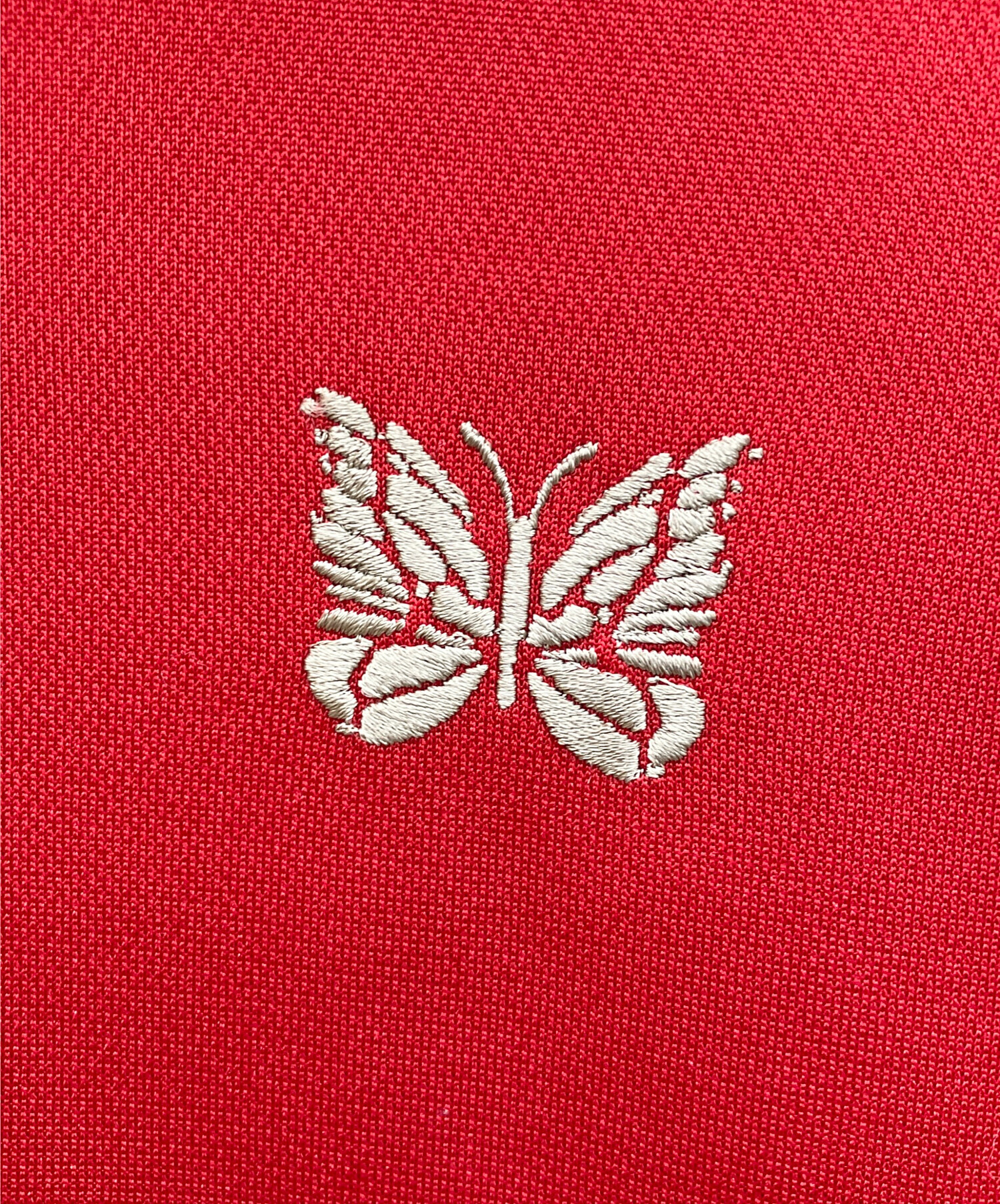 ニードルス バタフライ 刺繍ロゴ ライン トラック ジャケット ホワイト/レッド 中古・古着通販】Needles (ニードルズ) トラックジャケット Track