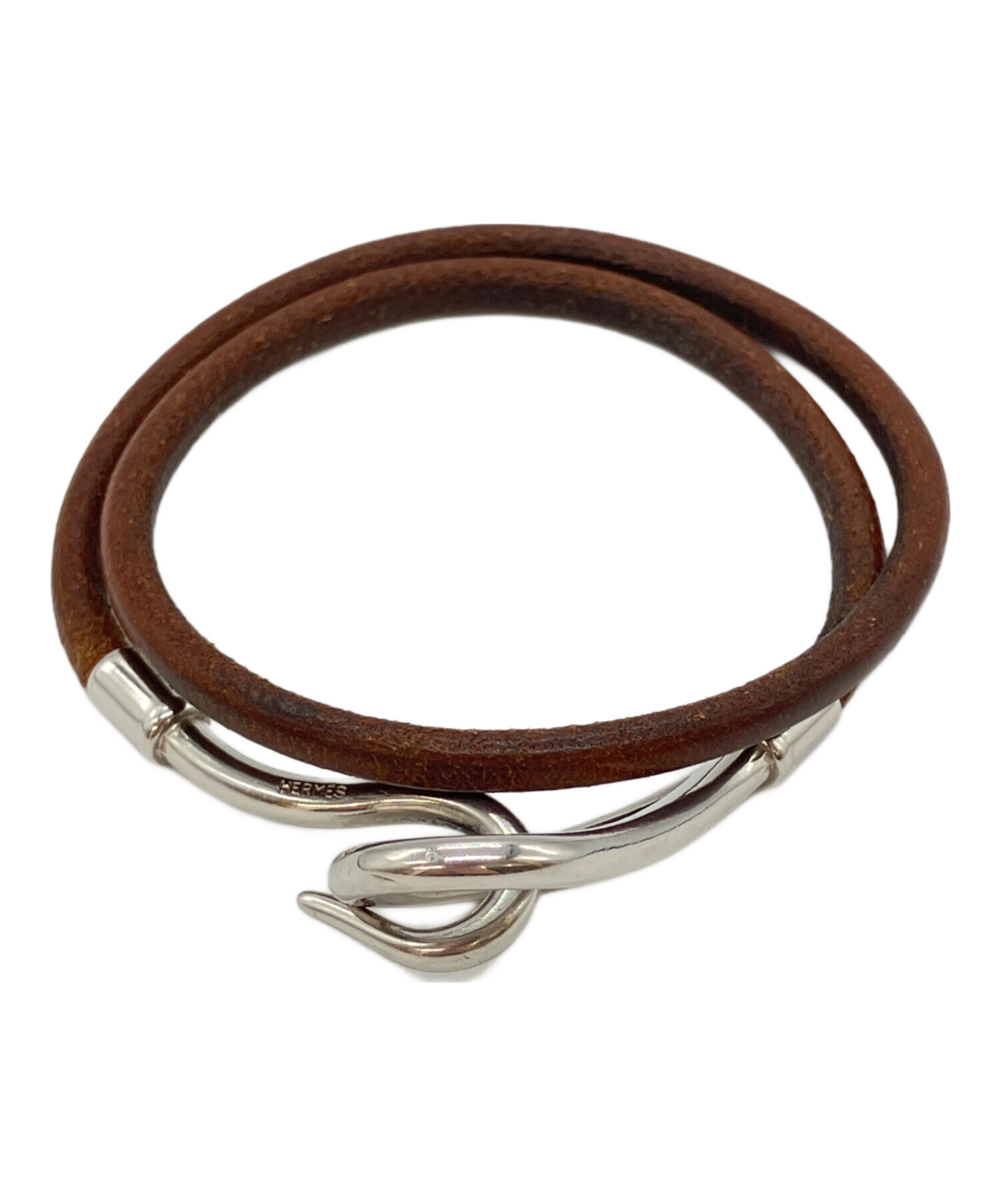 【良品】HERMES ジャンボ ロング ブレスレット ブラウン ② 中古・古着通販】HERMES (エルメス) ジャンボ2連ブレスレット ブラウン