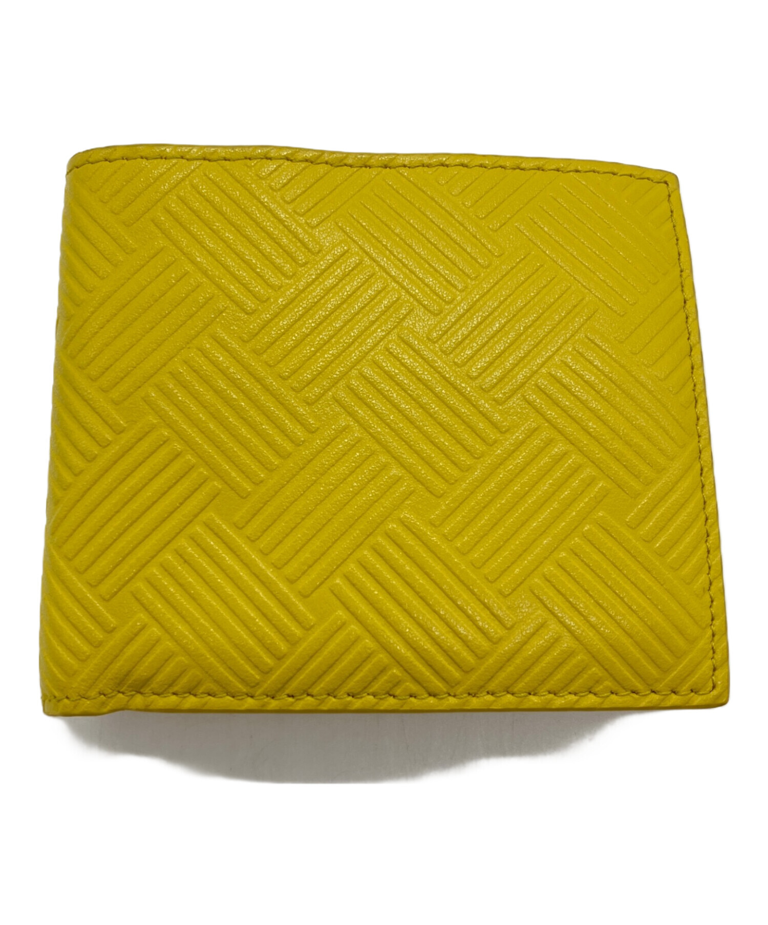 BOTTEGA VENETA 二つ折り財布 イエロー 中古・古着通販】BOTTEGA VENETA (ボッテガベネタ) デボスイントレ