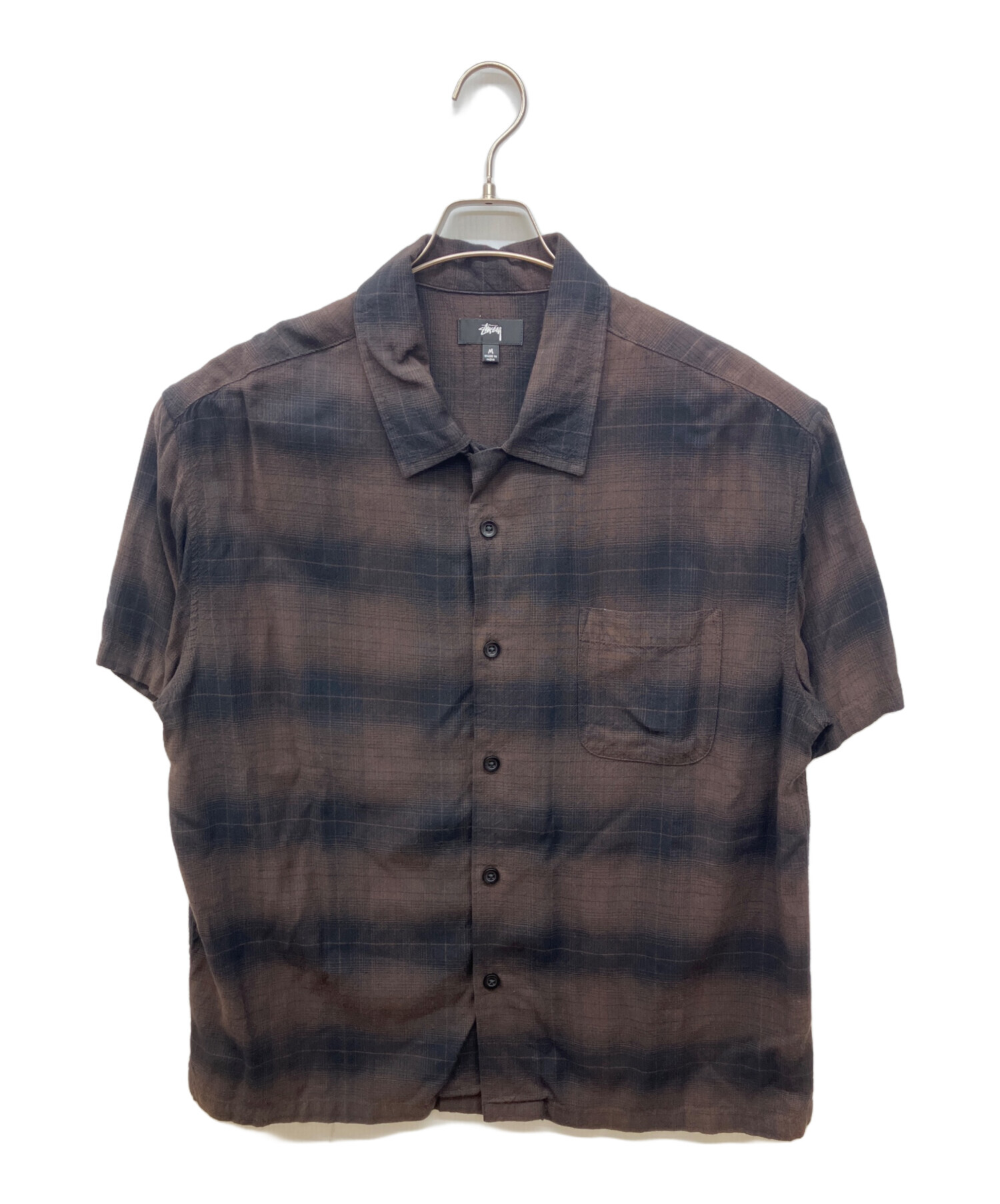 『stussy』 Boxy Shadow Plaid shirt ブラウン　M 中古・古着通販】stussy (ステューシー) Boxy Shadow Plaid Shirt