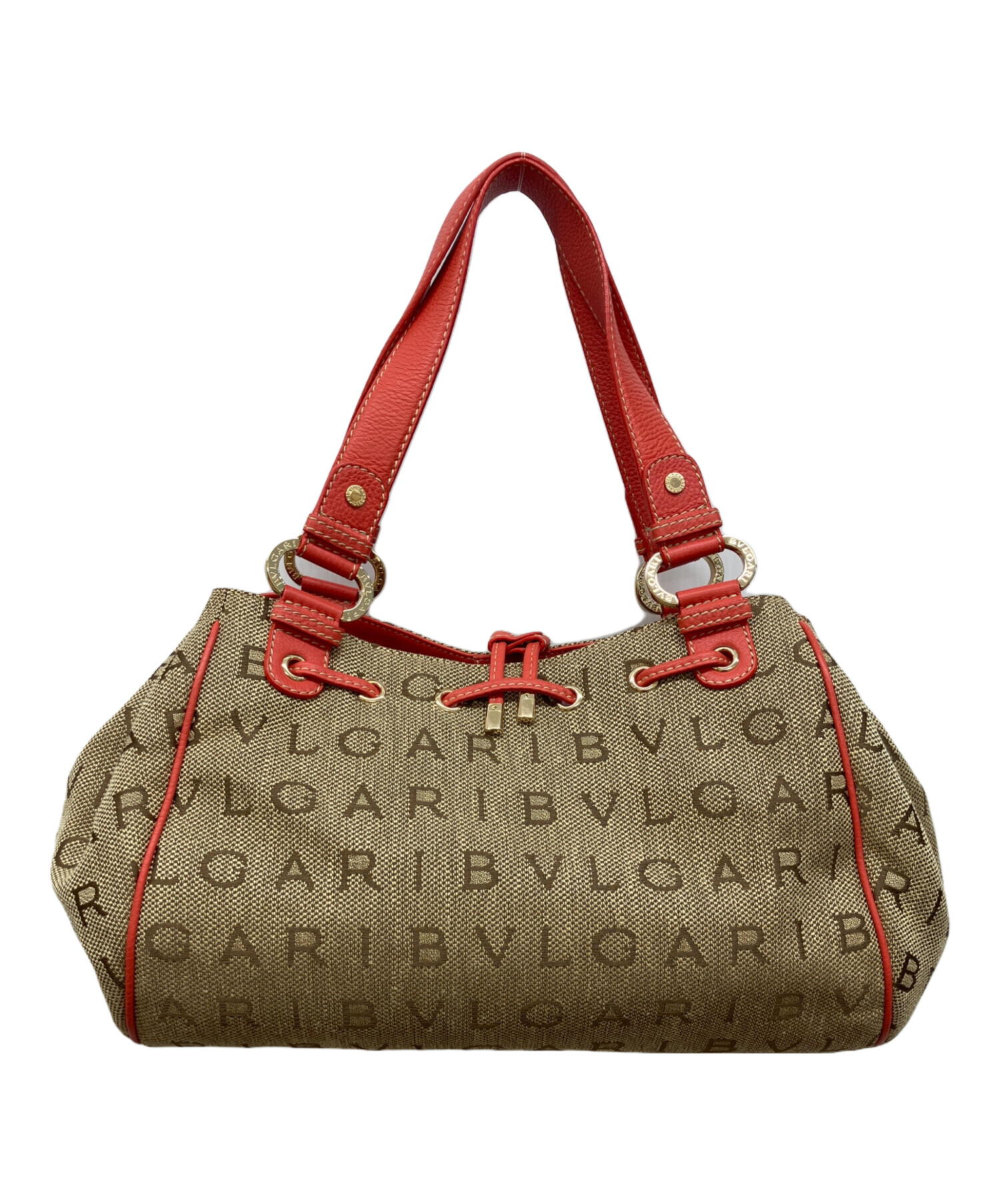 中古・古着通販】BVLGARI (ブルガリ) ロゴマニアハンドバッグ レッド 