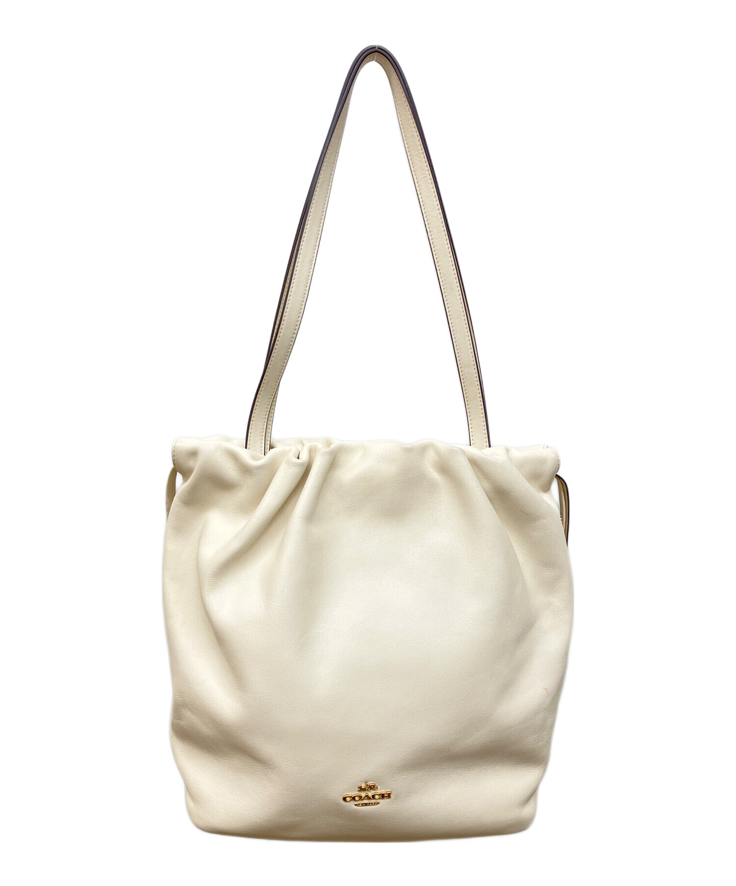 COACH コーチ ホワイト バッグ ドローストリングバケットバッグ レディース 中古・古着通販】COACH (コーチ) ドローストリングトート バッグ