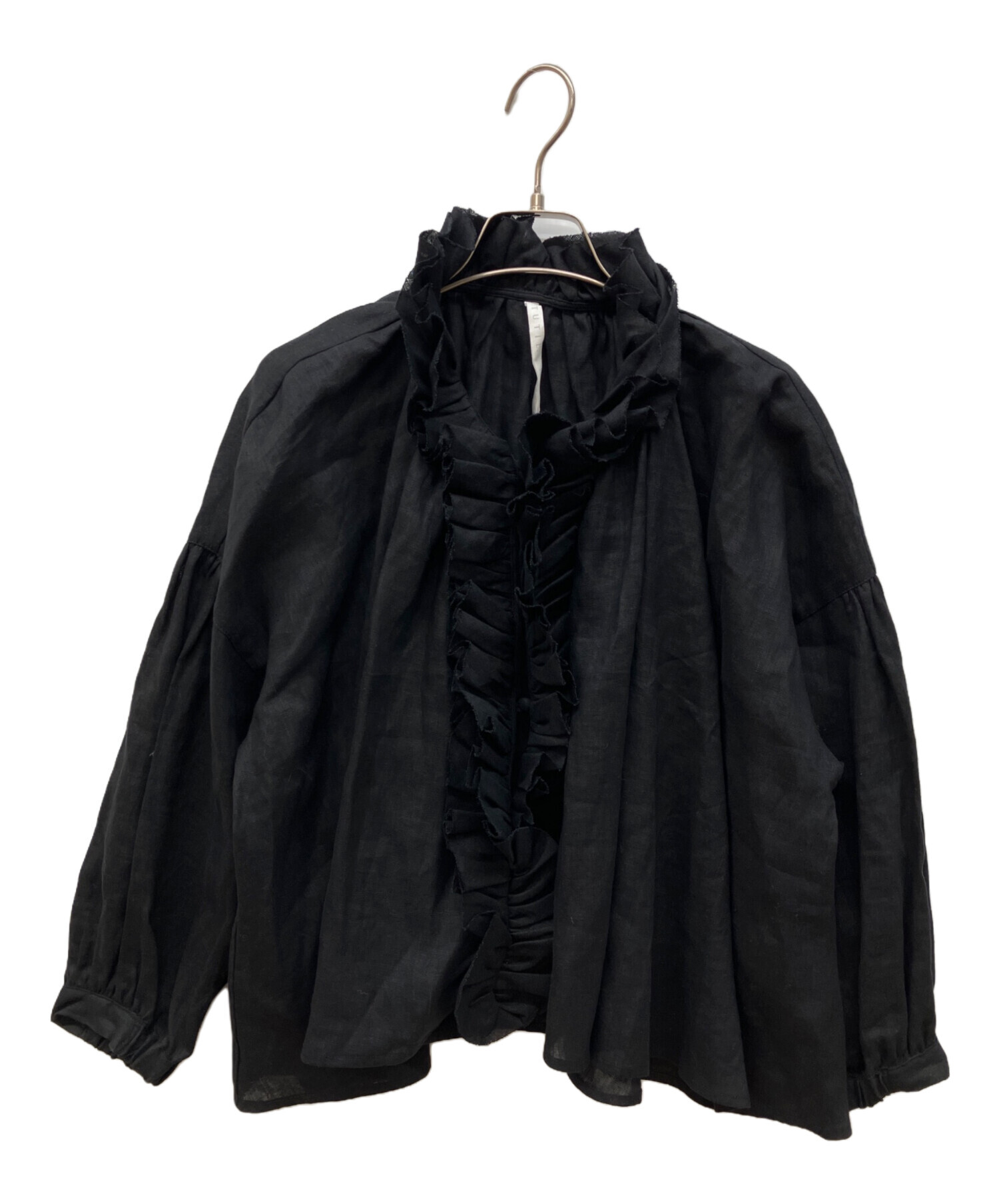 【週末限定値引き】TUTIE(ツチエ). 黒 長袖ブラウス 中古・古着通販】TUTIE. (ツチエ) リネンエアーウォッシュフリル