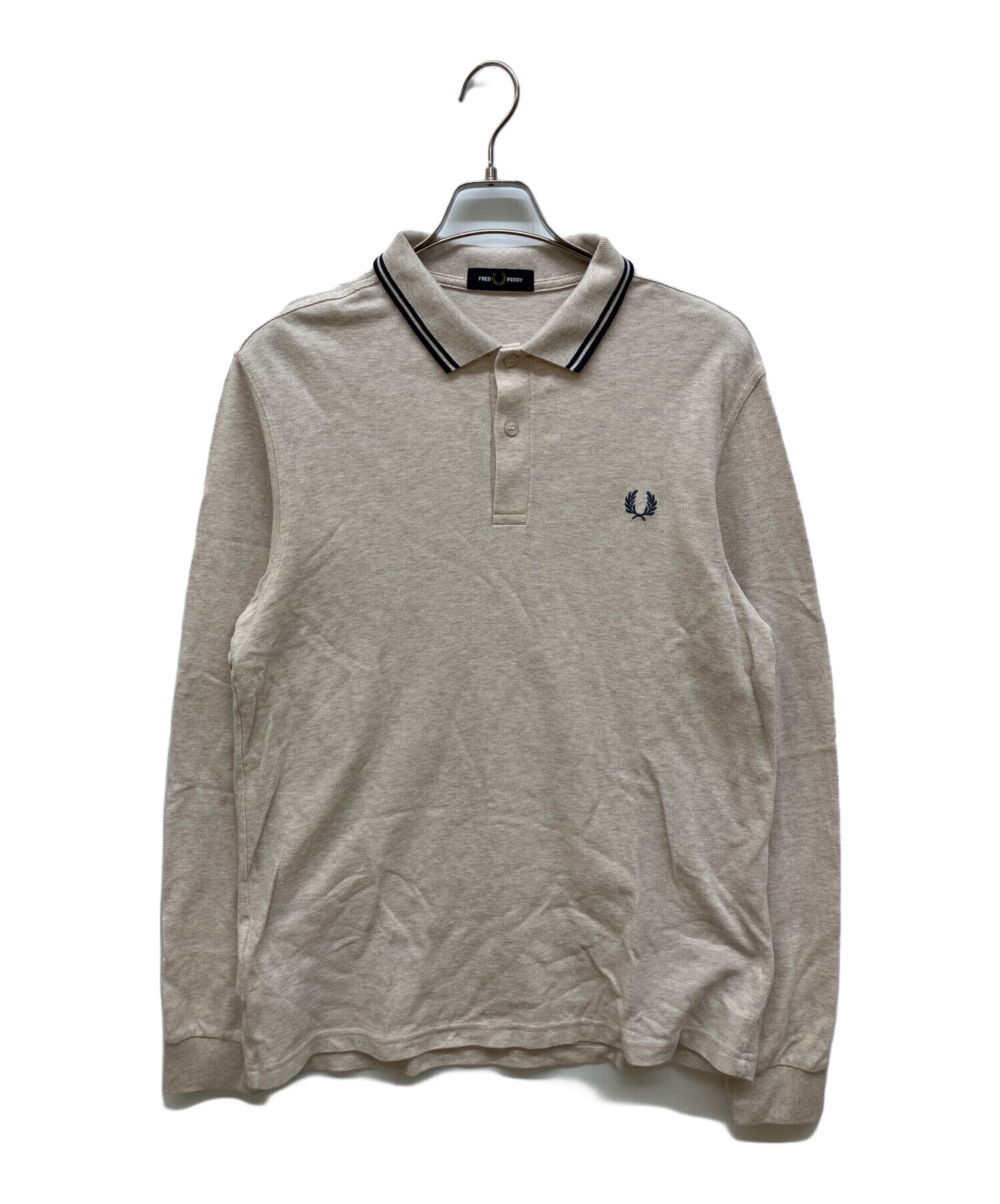 FRED PERRY フレッドペリー ポロシャツ 長袖 刺繍ロゴ ベージュ L 中古・古着通販】FRED PERRY (フレッドペリー) 長袖ポロシャツ