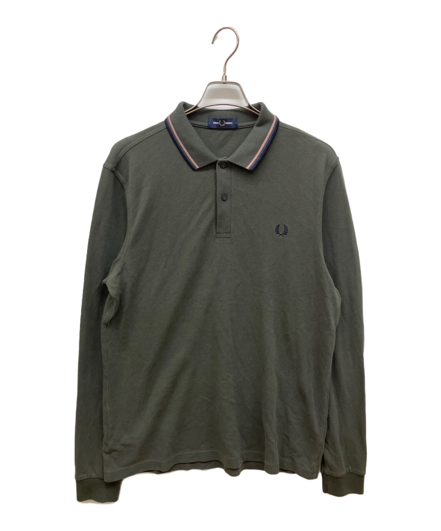 中古・古着通販】FRED PERRY (フレッドペリー) 長袖ポロシャツ カーキ