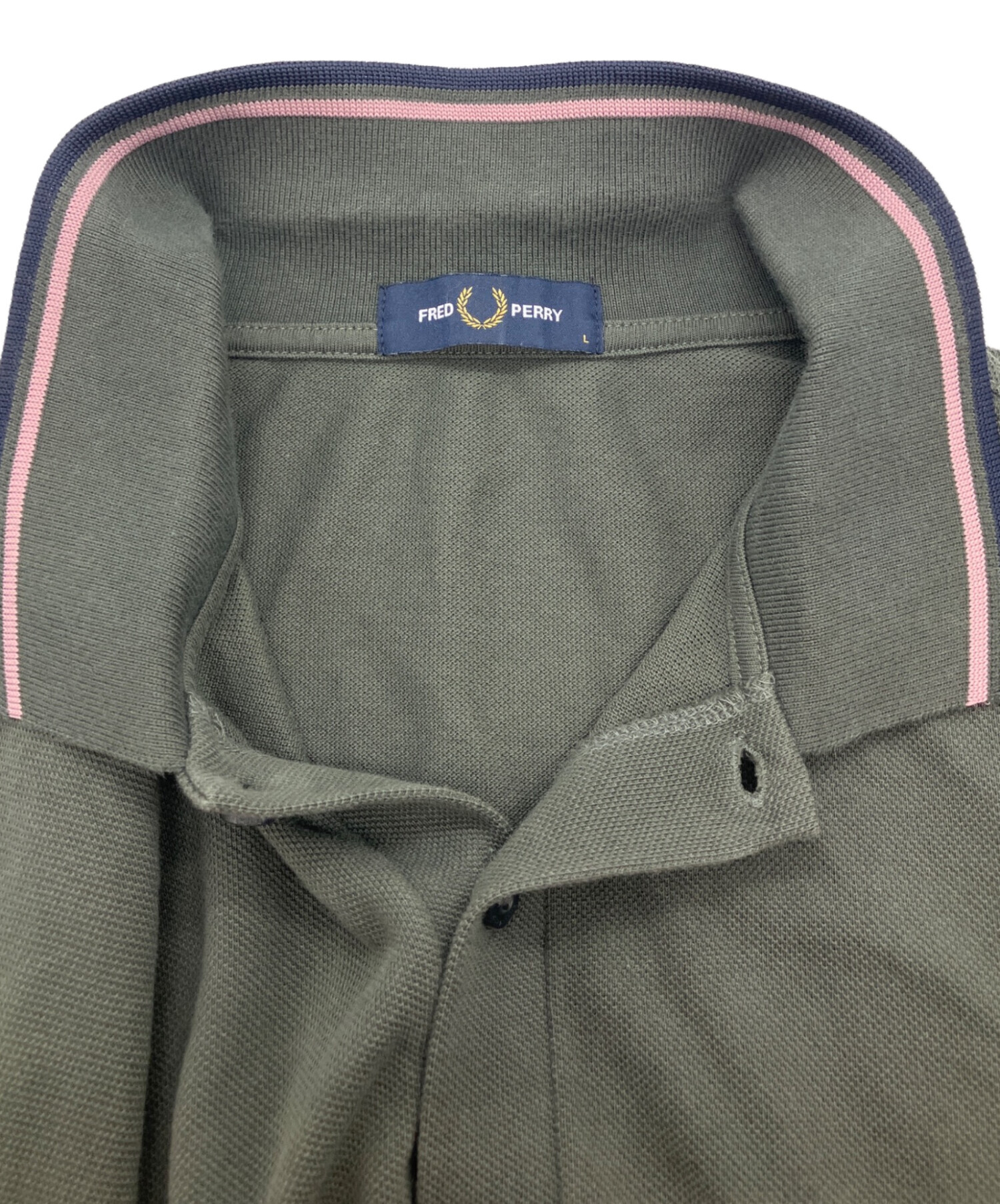 中古・古着通販】FRED PERRY (フレッドペリー) 長袖ポロシャツ カーキ 