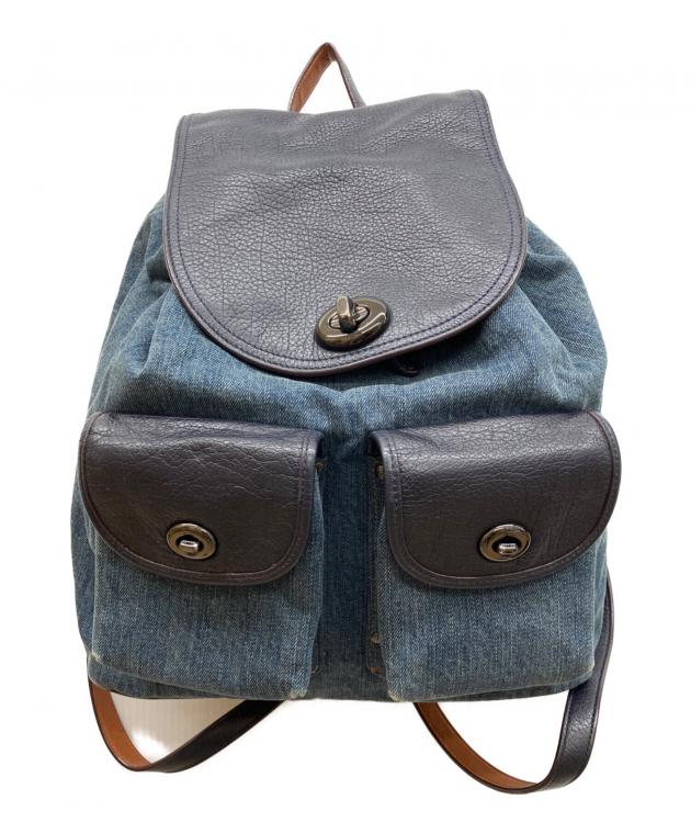 連休直前セール！COACH デニム　ネイビー リュック・バックパック 中古・古着通販】COACH (コーチ) デニムリュック ネイビー｜ブランド