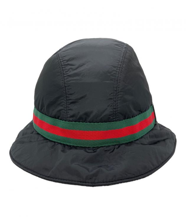 GUCCI シェリーライン サファリハット バケットハット 美品 黒 S 中古・古着通販】GUCCI (グッチ) シェリーラインサファリハット