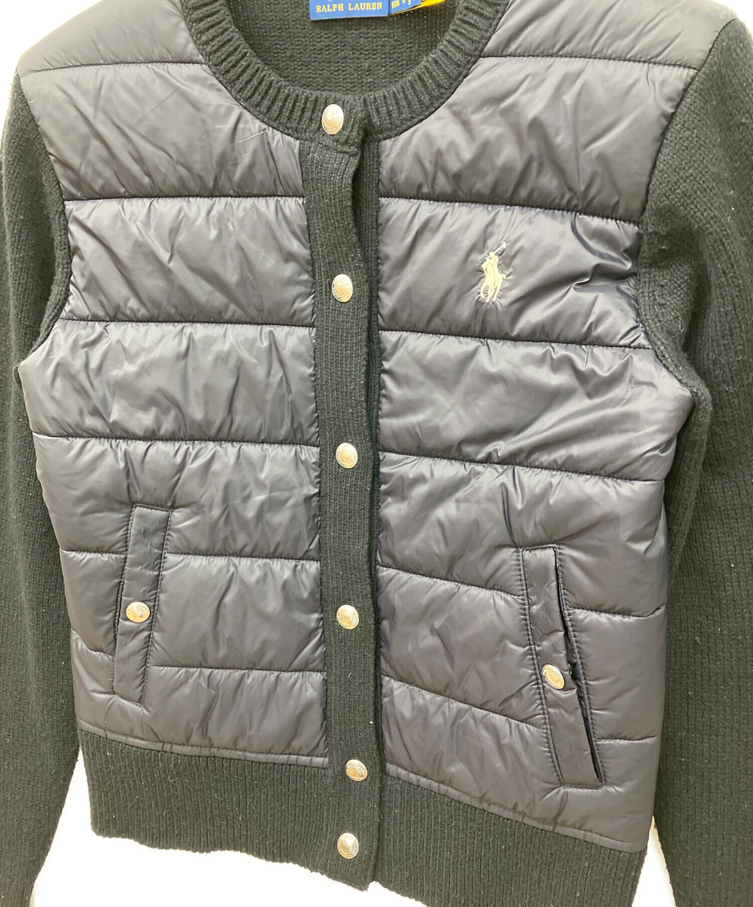ポロラルフローレン 中綿 切り替え ハイネック ニットジャケット POLO 中古・古着通販】POLO RALPH LAUREN (ポロ・ラルフローレン) ニット