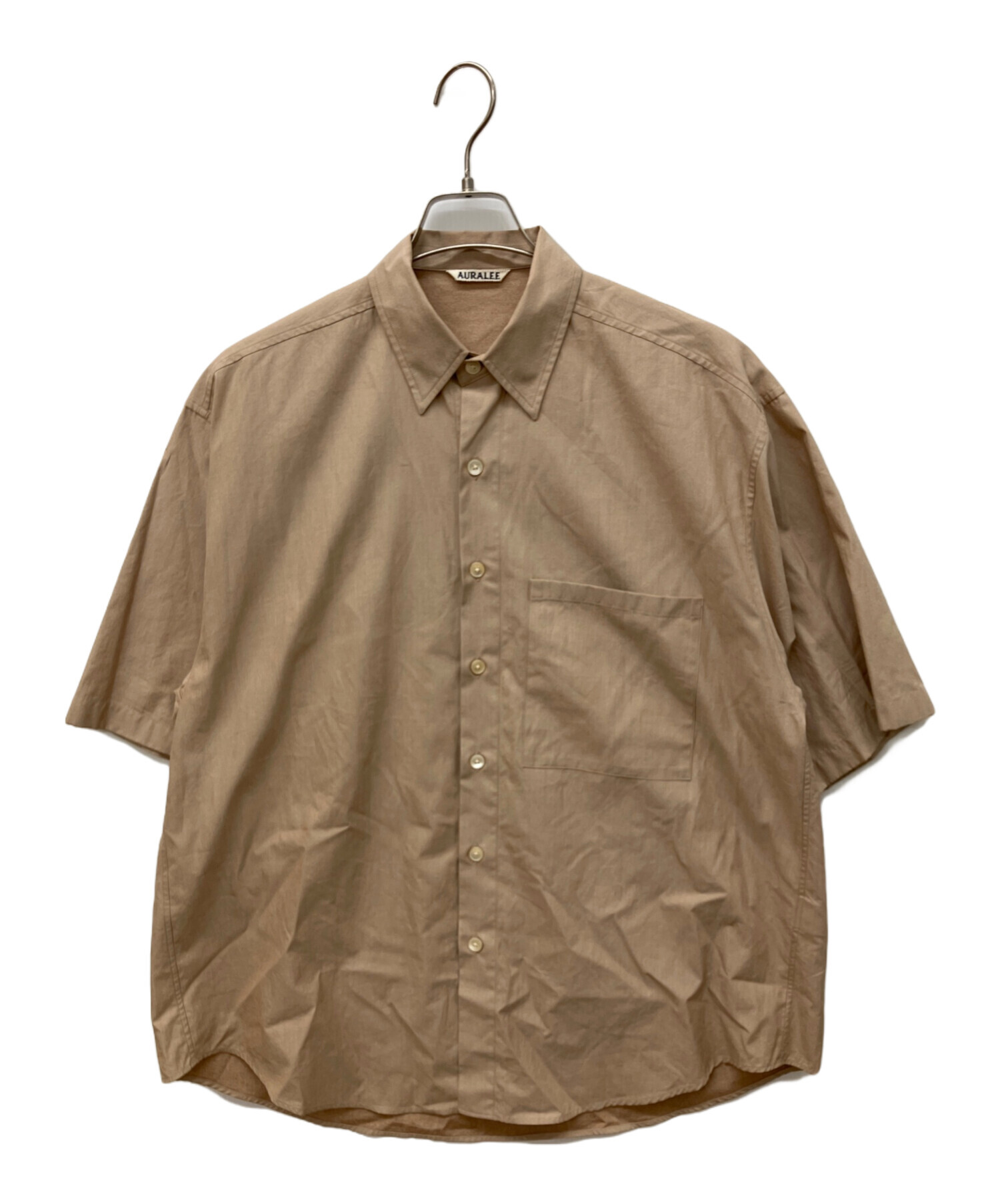 AURALEE 半袖シャツ ベージュ　サイズ3 中古・古着通販】AURALEE (オーラリー) Washed FINX TWILL BIG Half
