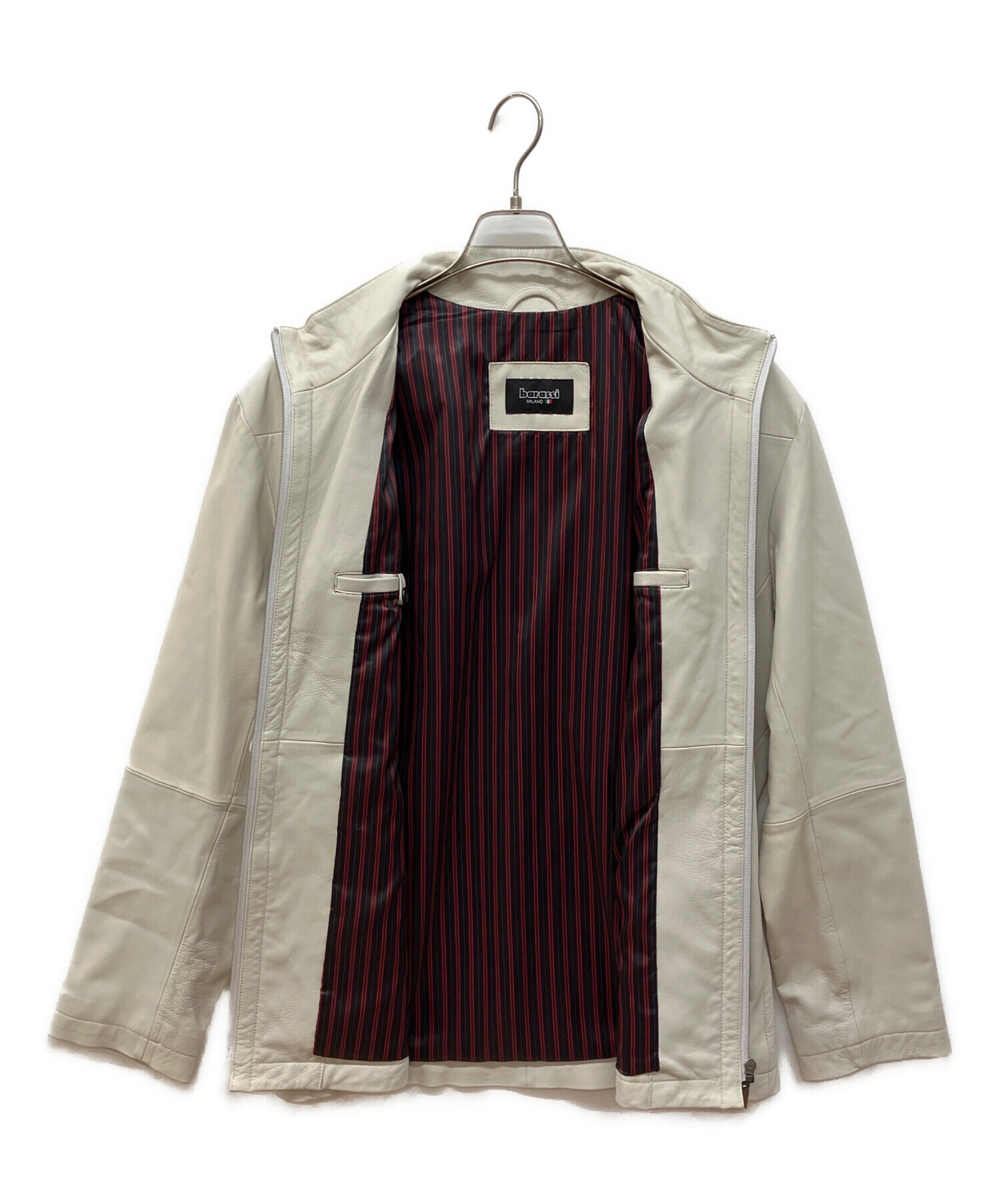 中古・古着通販】Barassi (バラシ) ラムレザージャケット ホワイト
