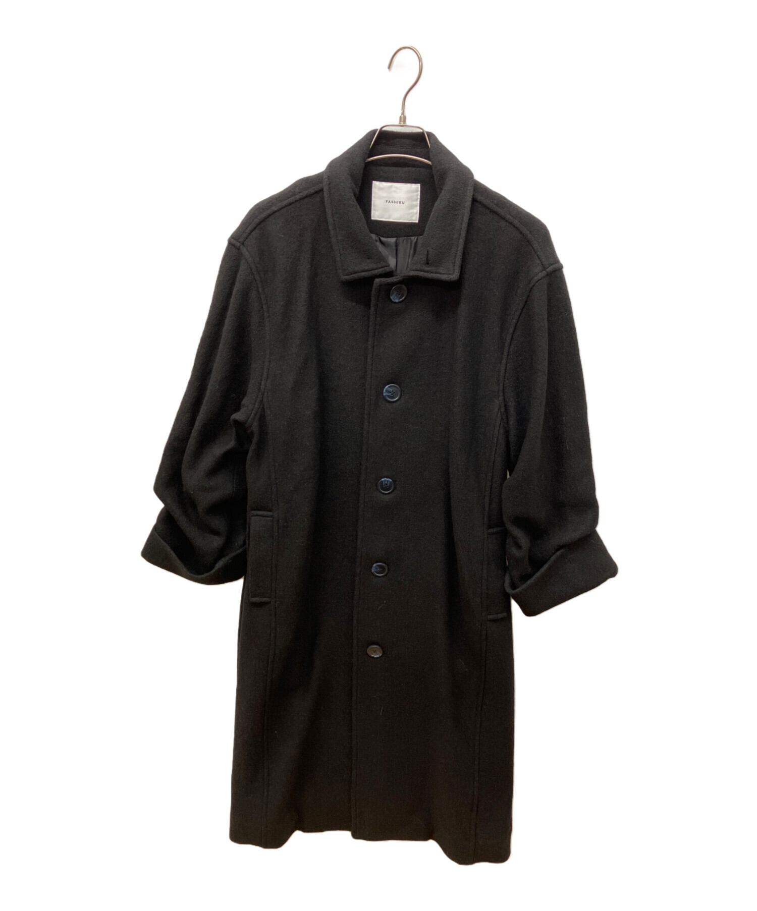 未使用　FASHIRU duffle wool coat ファシル　コート 中古・古着通販】FASHIRU (ファシル) soutien collar coat ブラック