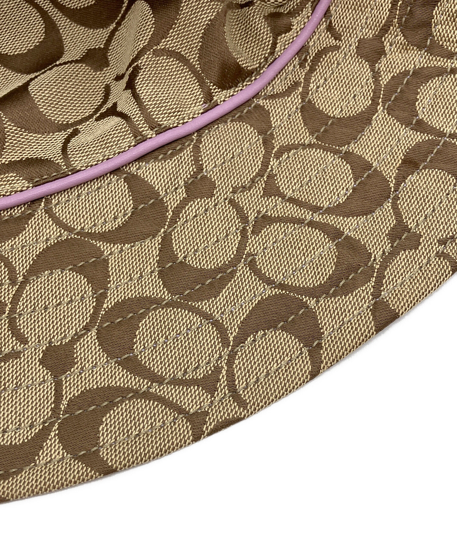 新品未使用 タグ付き COACH ベージュ×ピンク バケットハット M/L 中古・古着通販】COACH (コーチ) シグネチャーバケットハット ベージュ