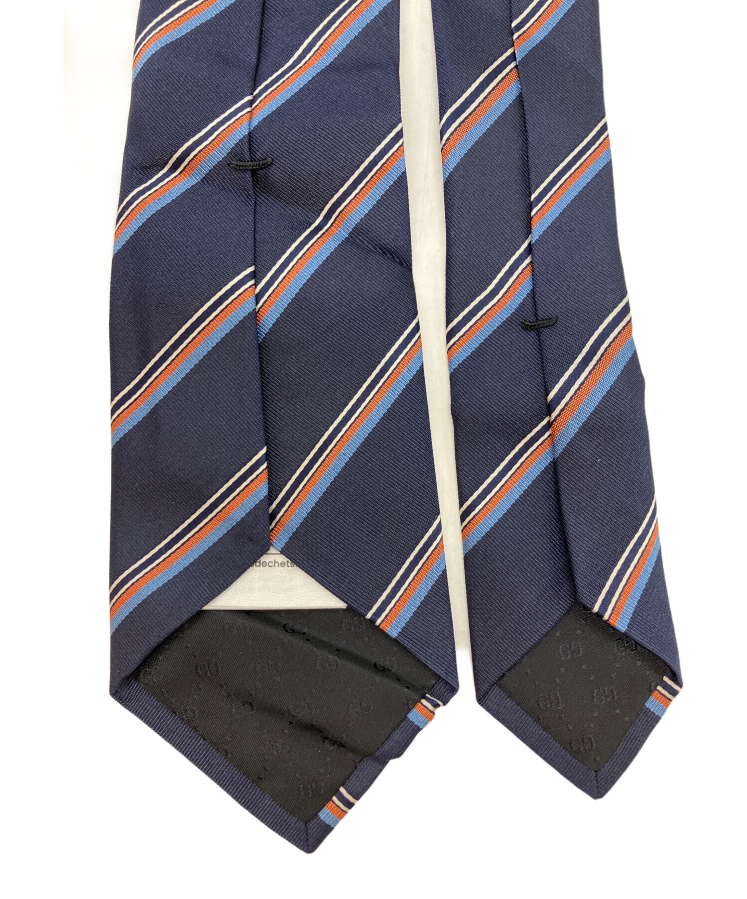 【新品】 GUCCI グッチ シルクネクタイ ネイビー【並行輸入品】 中古・古着通販】GUCCI (グッチ) レジメンタルストライプ シルク