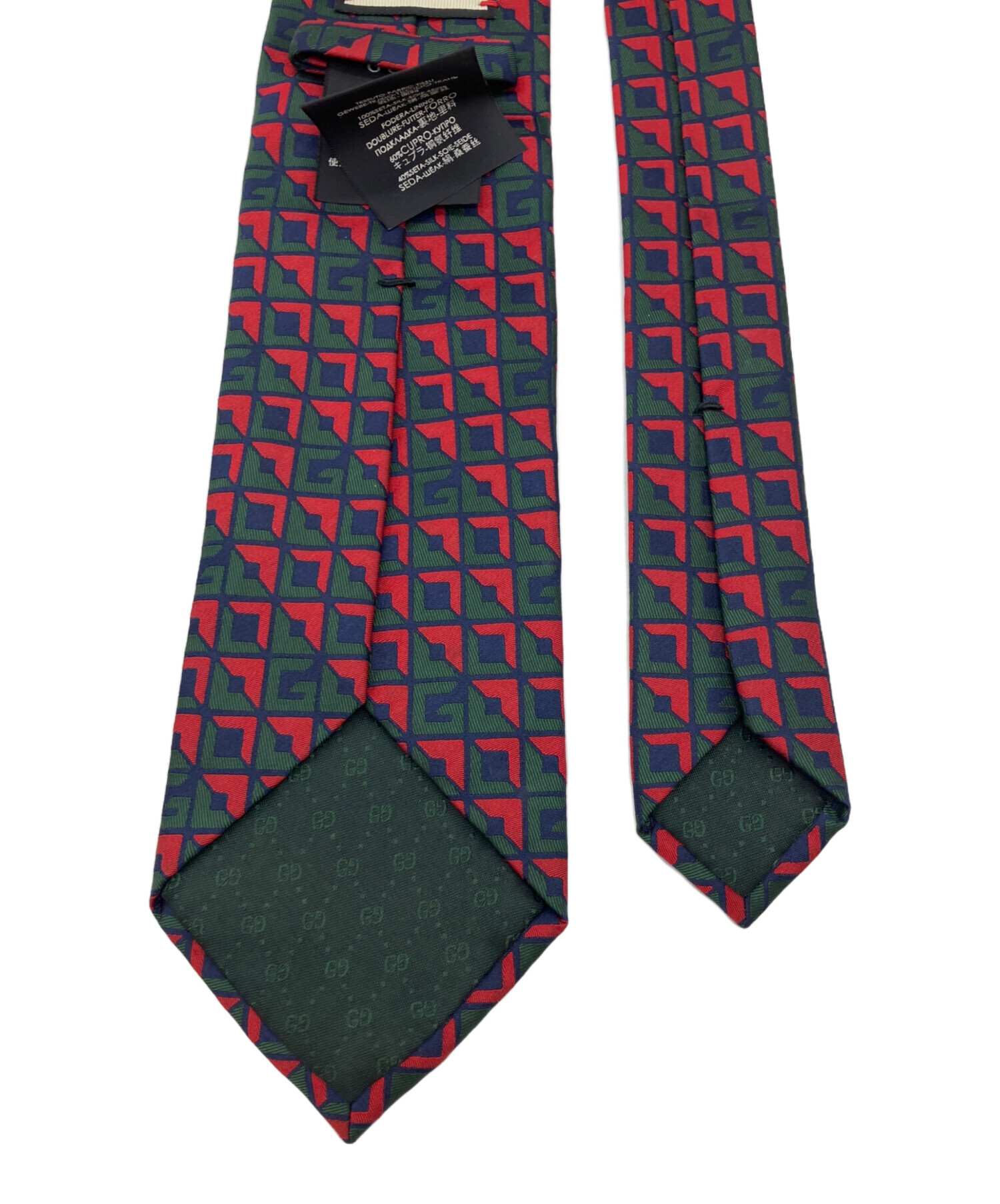 中古・古着通販】GUCCI (グッチ) 総柄シルクネクタイ グリーン×レッド