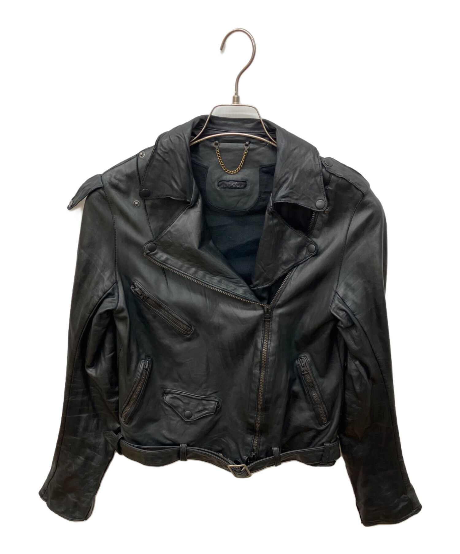 sisii シシ 牛革 レザー ライダース シングルライダース　ブラック　M 中古・古着通販】sisii (シシ) レザーライダースジャケット ブラック