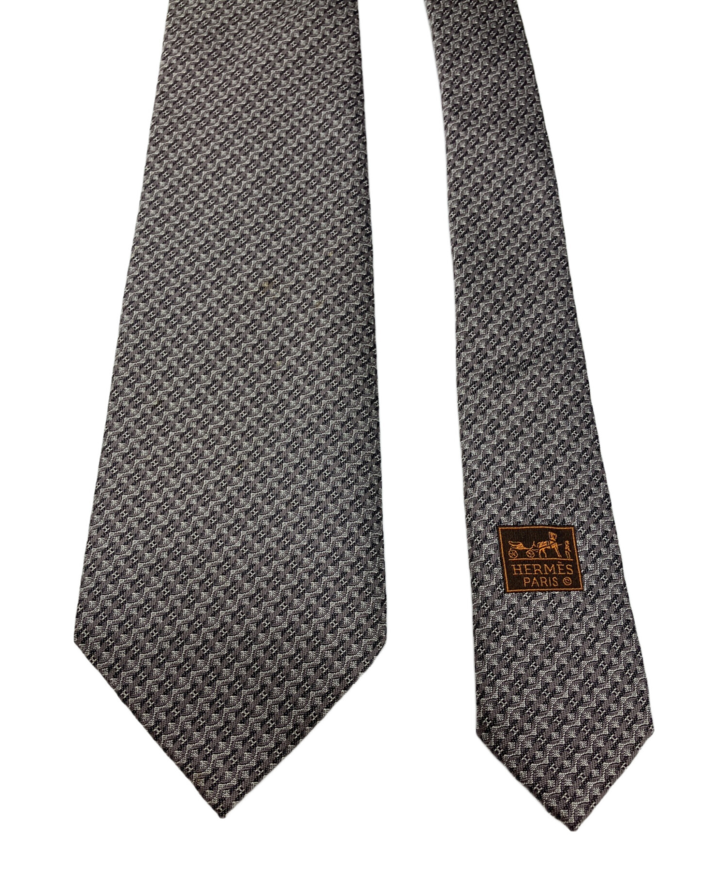 ◆美品◆HERMES エルメス ネクタイ グレー 格子柄 高級感 中古・古着通販】HERMES (エルメス) ネクタイ グレー サイズ
