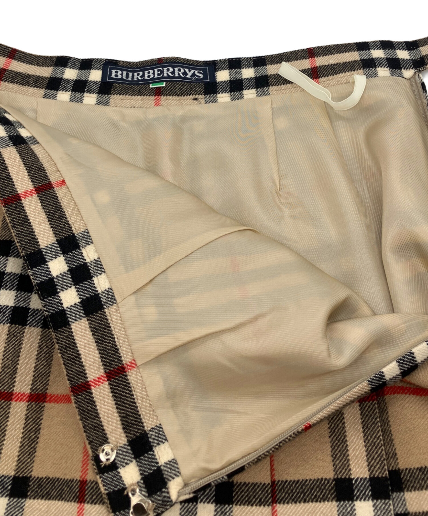 美品 バーバリーズ チェックスカートひざ丈 40 ベージュ ウール100% 中古・古着通販】Burberry's (バーバリーズ) ノバチェックウール
