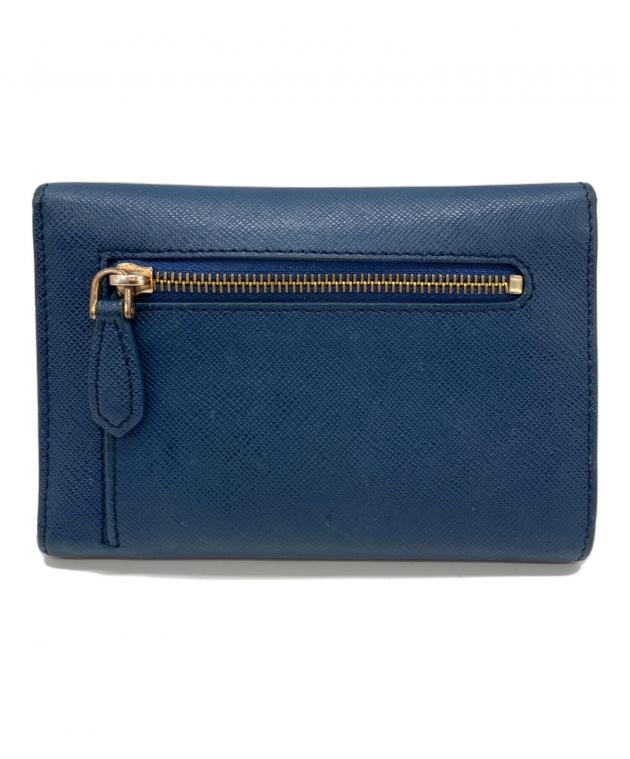 PRADA ネイビー 三つ折り財布 スタッズ付き 中古・古着通販】PRADA (プラダ) 3つ折り財布 ネイビー｜ブランド