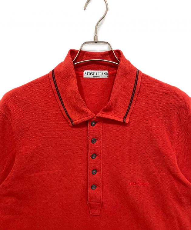 【最終値下げ】STONE  レッド 長袖ポロシャツ 中古・古着通販】STONE ISLAND (ストーンアイランド) ポロシャツ