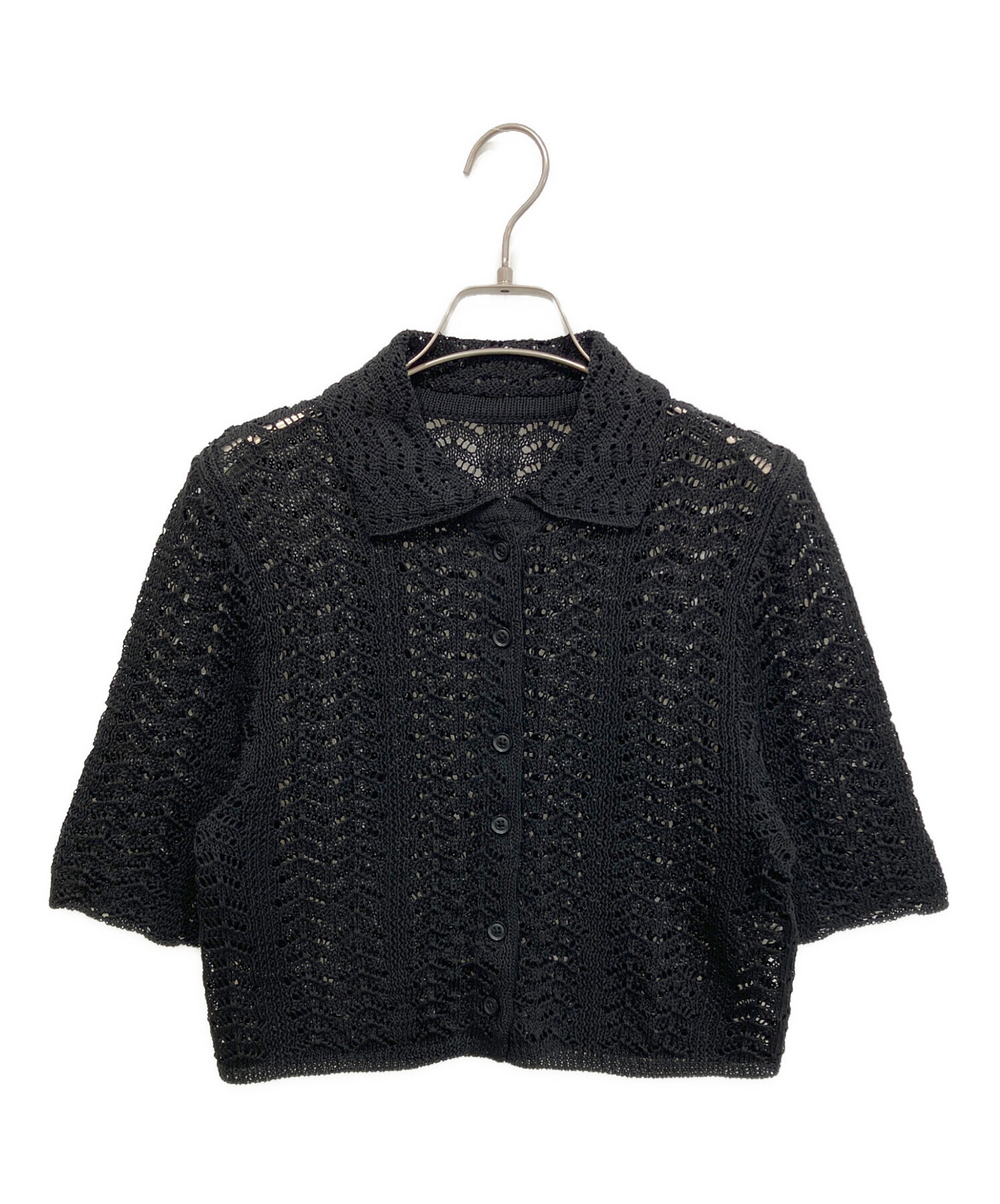 中古・古着通販】TODAYFUL (トゥデイフル) Lace Knit Shirts ブラック
