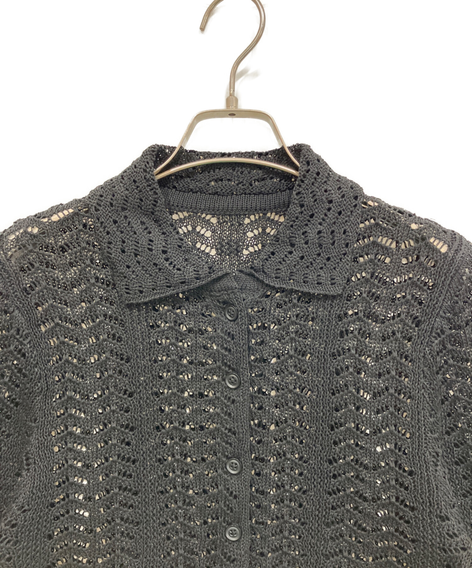 中古・古着通販】TODAYFUL (トゥデイフル) Lace Knit Shirts ブラック