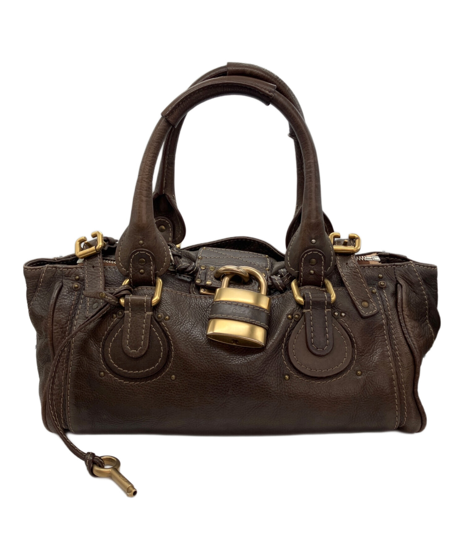 Chloé パディントン　ブラウンレザー ハンドバッグ 中古・古着通販】Chloe (クロエ) パディントン レザーハンドバッグ