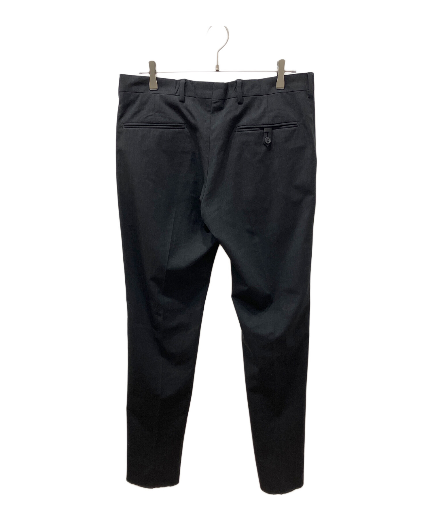 プラダ PRADA スラックス サイズ48(Mサイズ) 中古・古着通販】PRADA (プラダ) ウールスラックス ブラック サイズ:48