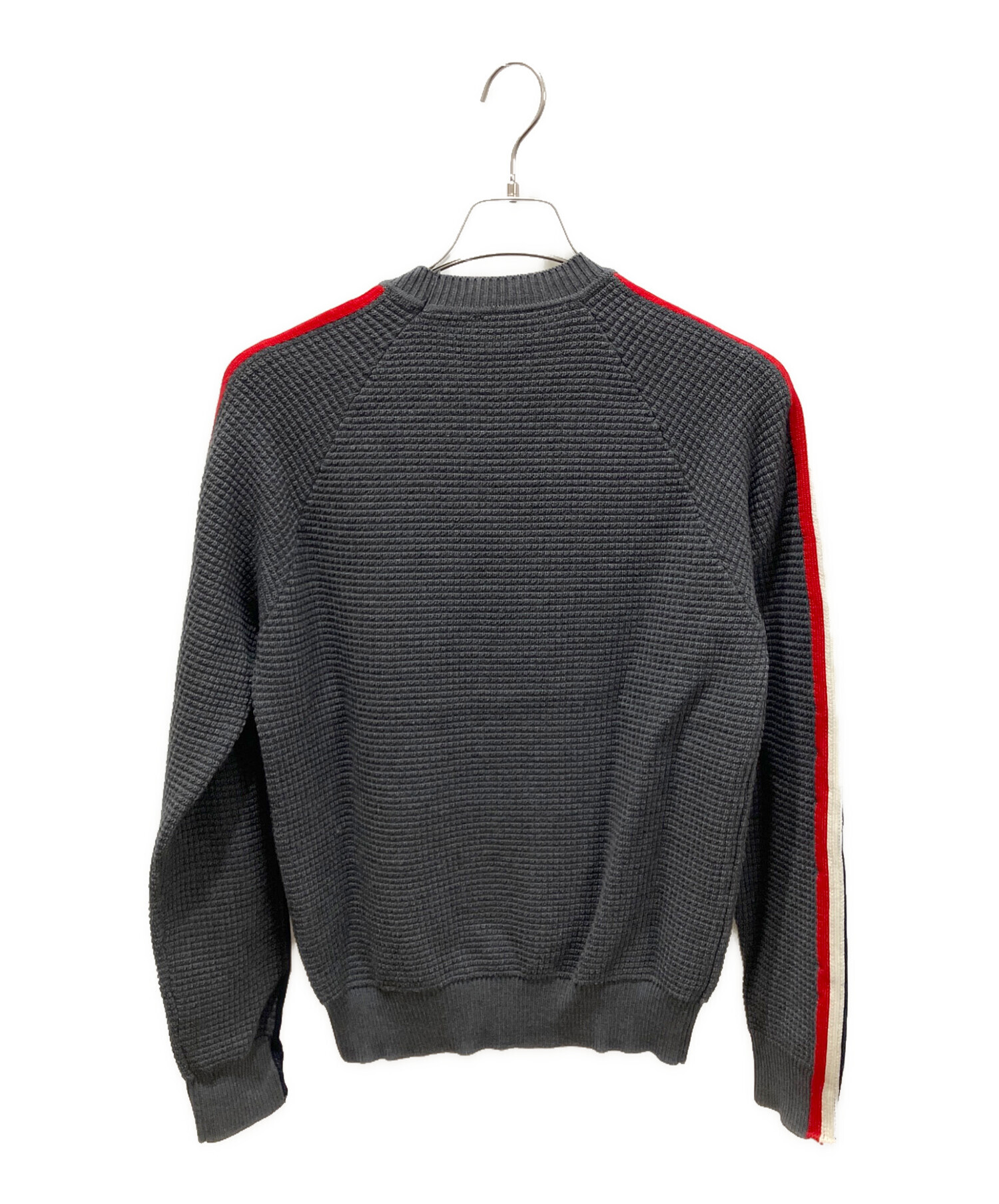 MONCLER アーガイルセーター Sサイズ グレー/レッド 中古・古着通販】MONCLER (モンクレール) GIROCOLLO TRICOTニット