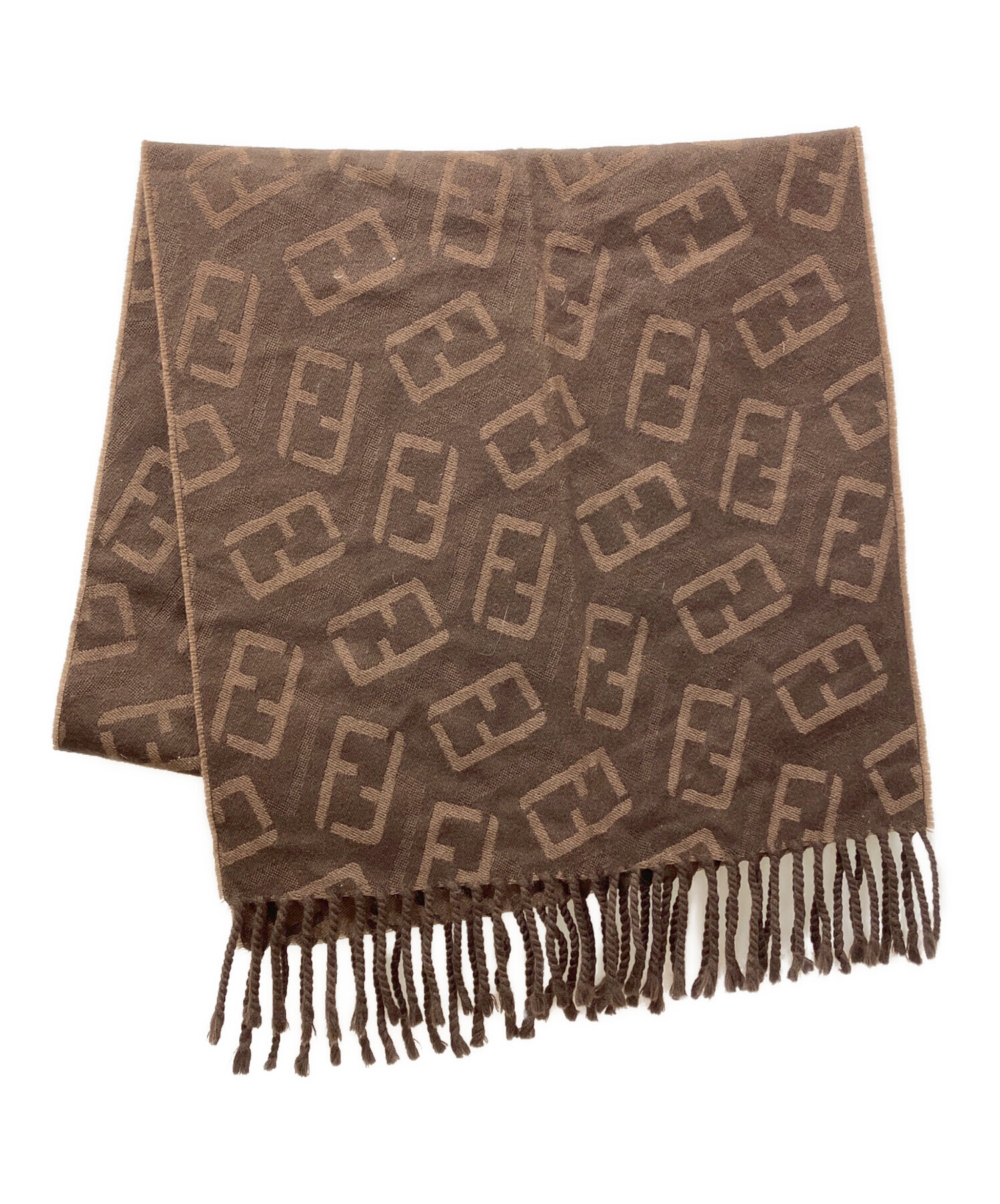 中古・古着通販】FENDI (フェンディ) FFロゴ ウールマフラー ブラウン