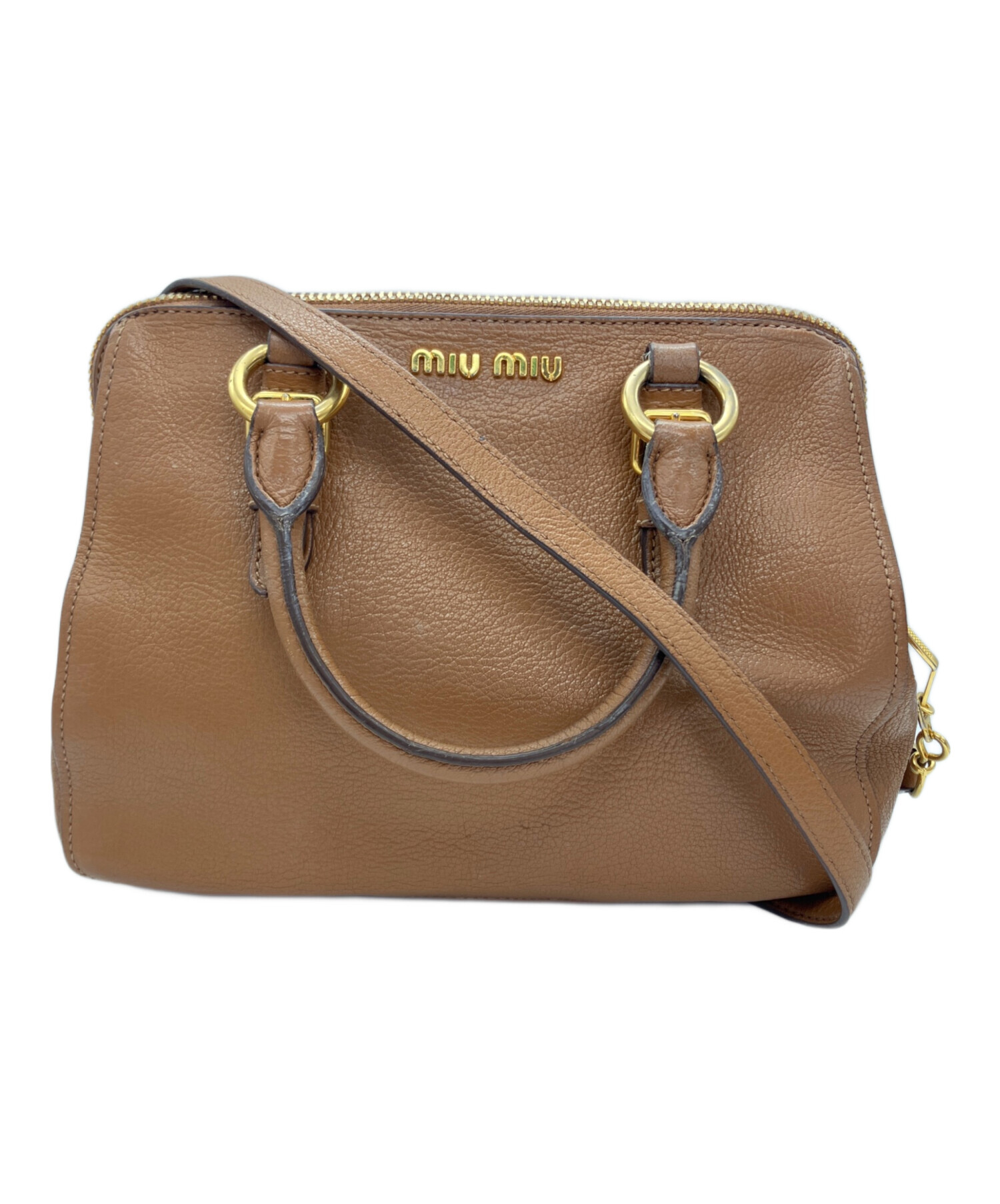 Miu Miu 2way マドラス ハンドバッグ 斜め掛け◎ ブラウン系 中古・古着通販】MIU MIU (ミュウミュウ) マドラス レザー2WAYバッグ