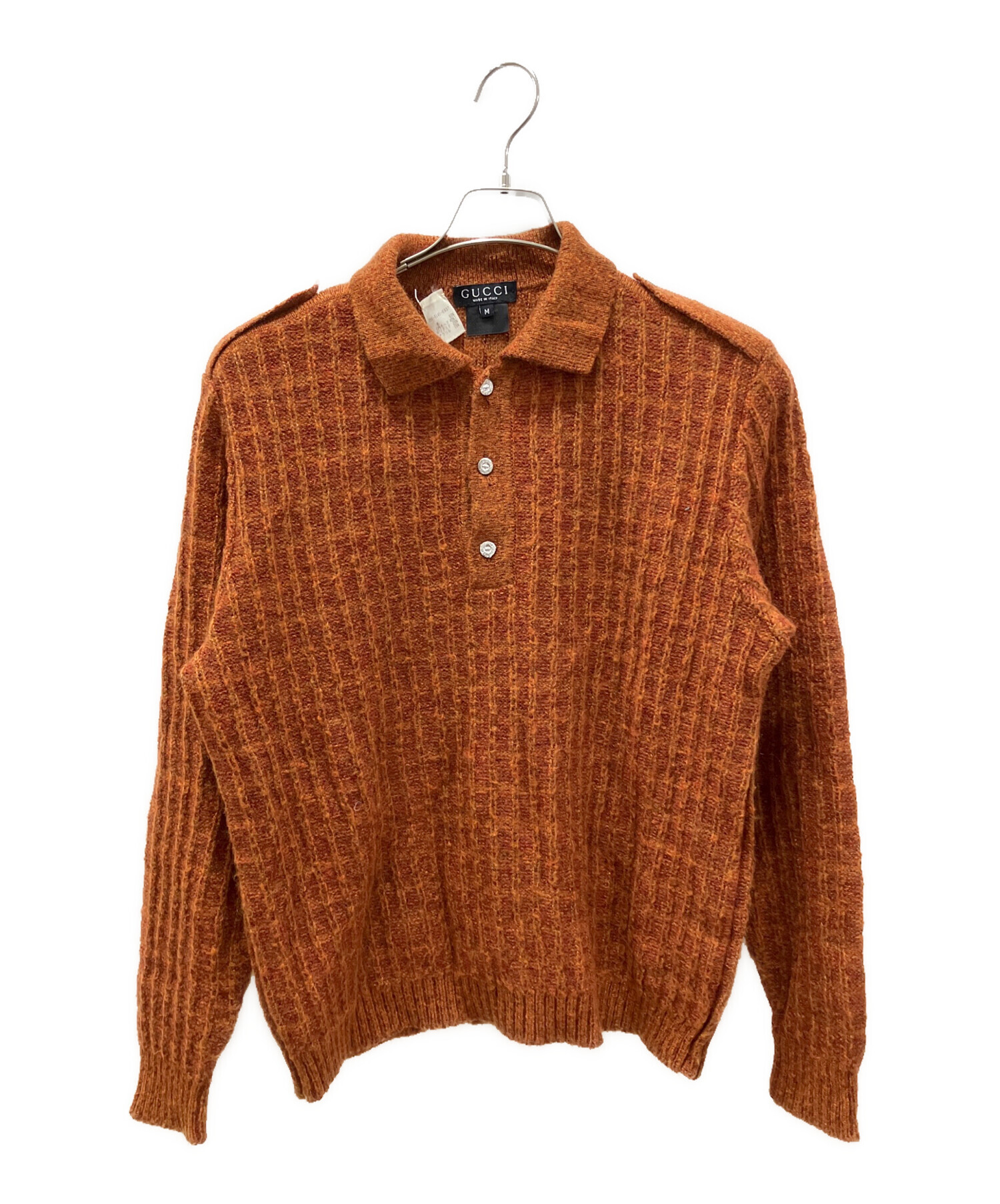 中古・古着通販】GUCCI (グッチ) モヘア ニットポロシャツ ブラウン 
