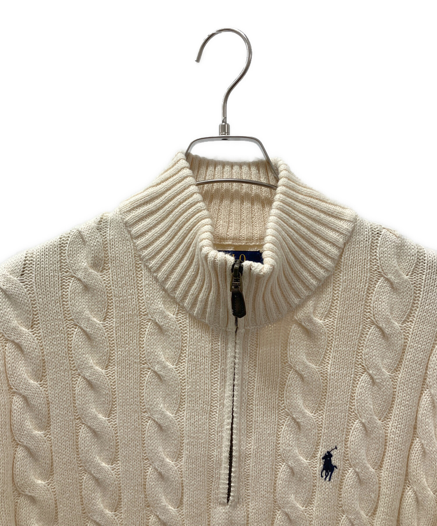 ラルフローレン 現行QRタグ ハーフジップケーブルニットセーター ベージュ 近年 ラルフローレン 現行QRタグ ハーフジップケーブルニットセーター