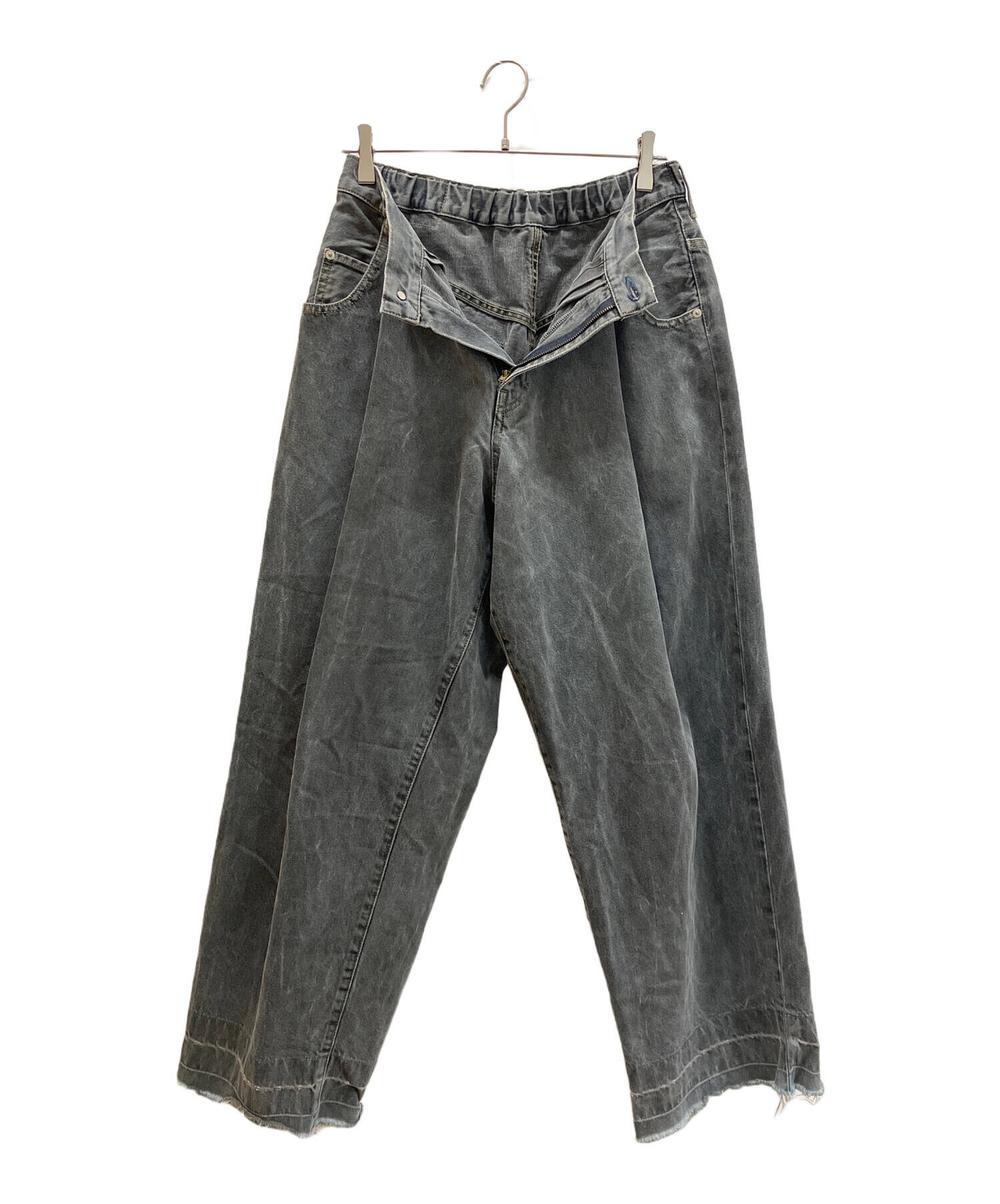 中古・古着通販】NEON SIGN (ネオンサイン) W BLACK UNHEMMED WIDE