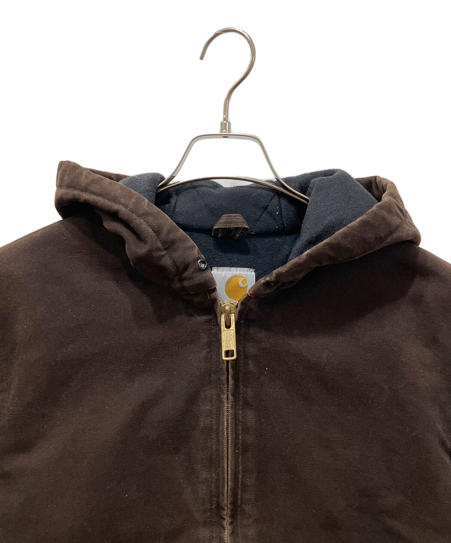 Carhartt 古着　ブラウンジャケット 古着 Carhartt 裏地 チェック ブランケット ダークブラウン ダック
