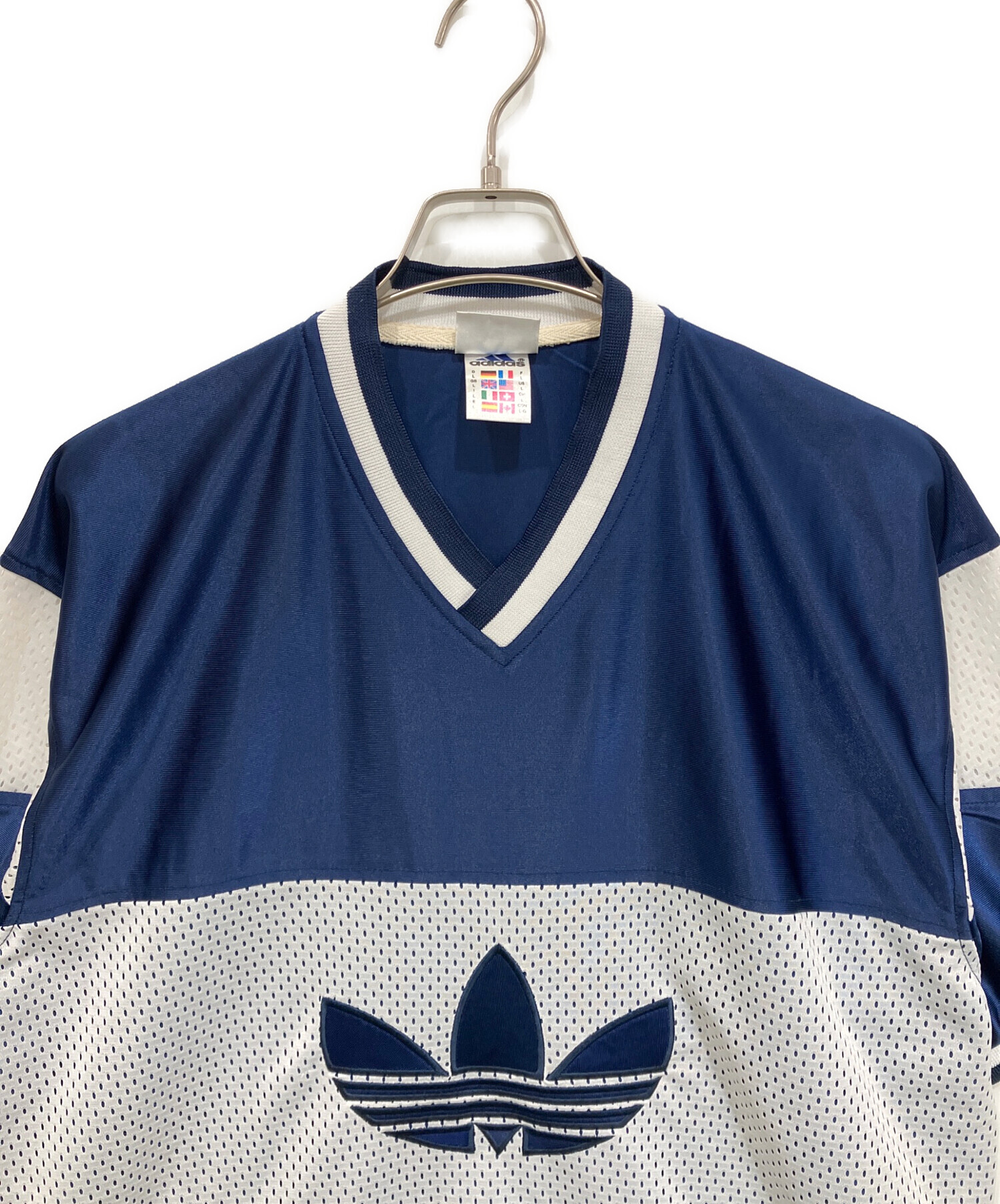90s  ゲームシャツ　ロゴ刺繍　長袖　万国旗タグ　ブルー古着8%a 中古・古着通販】adidas (アディダス) 90S トレフォイルロゴ ゲーム