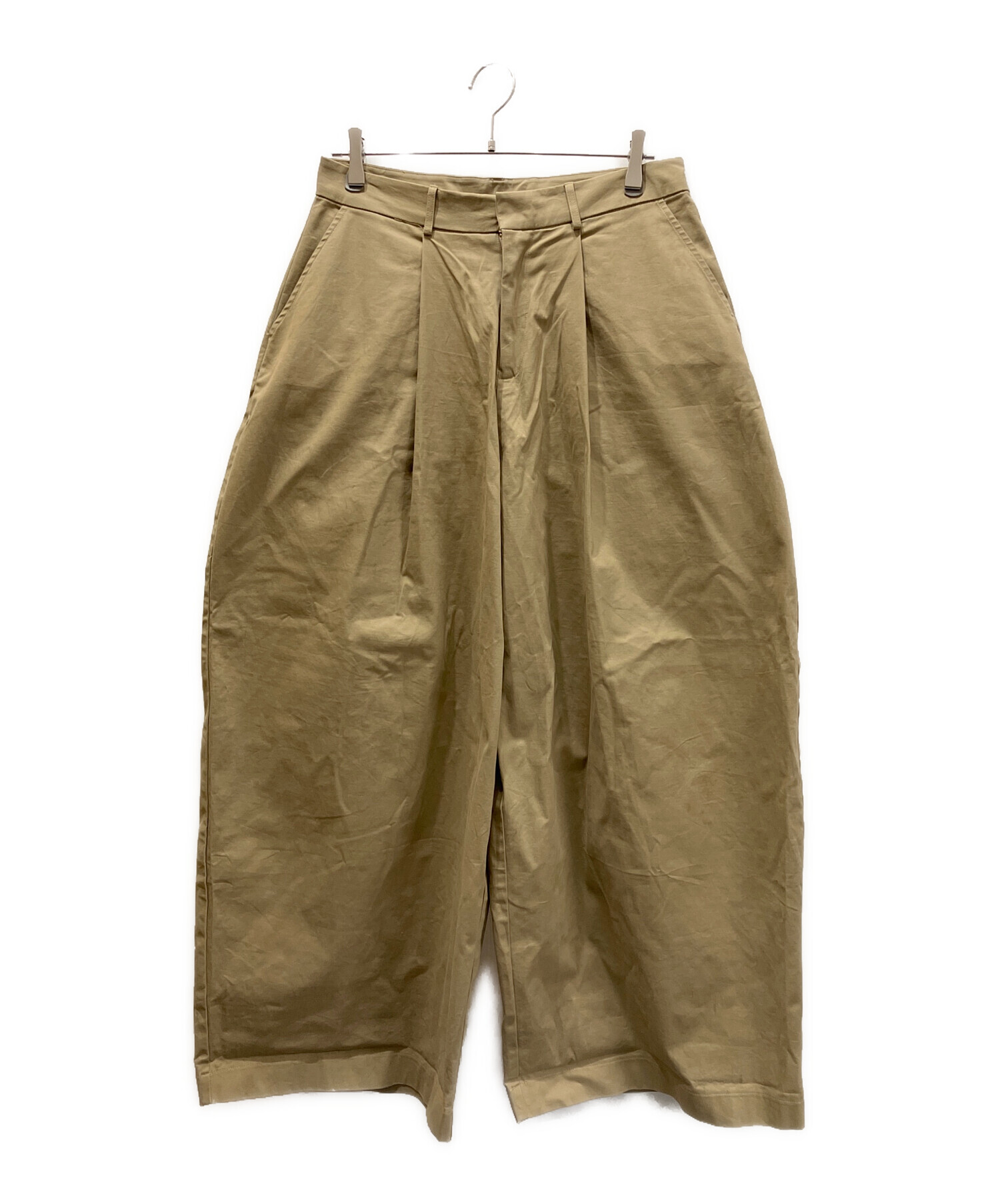 PUSH PUSH ベージュ ワイドパンツ 中古・古着通販】pushpush (プッシュプッシュ) タックワイドパンツ