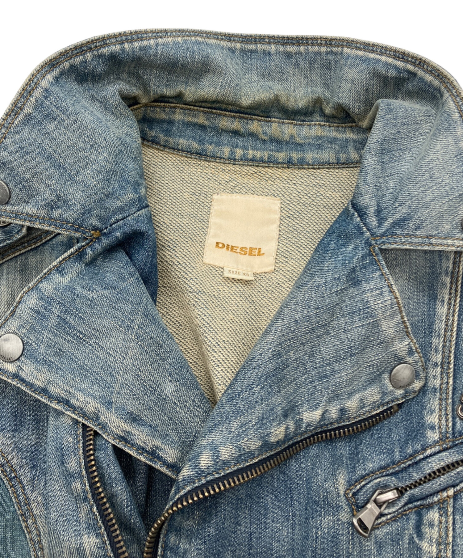 中古・古着通販】DIESEL (ディーゼル) デニムライダースジャケット