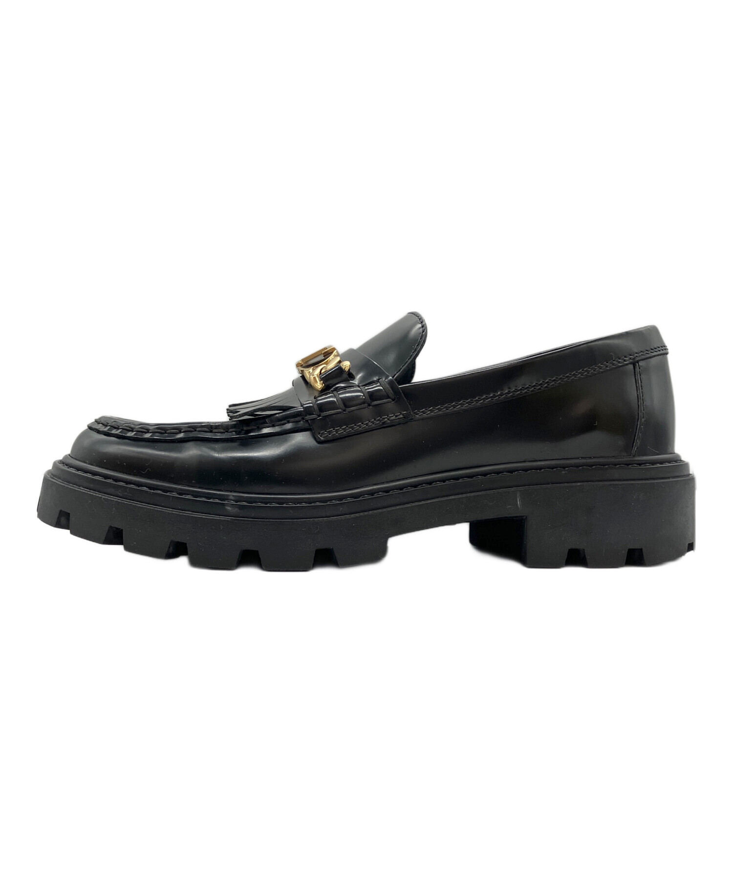 中古・古着通販】TOD'S (トッズ) フリンジローファー ブラック サイズ