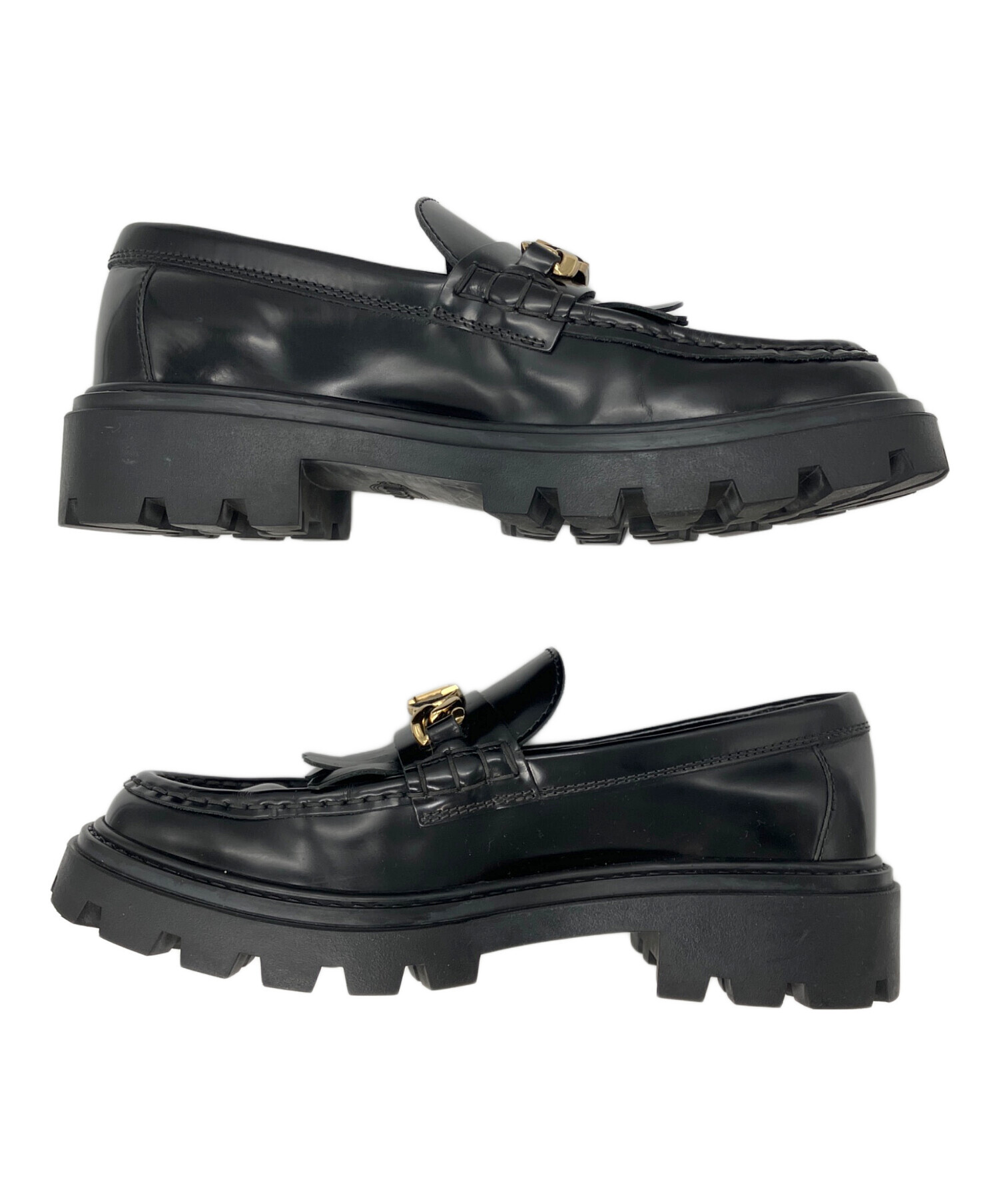 中古・古着通販】TOD'S (トッズ) フリンジローファー ブラック サイズ