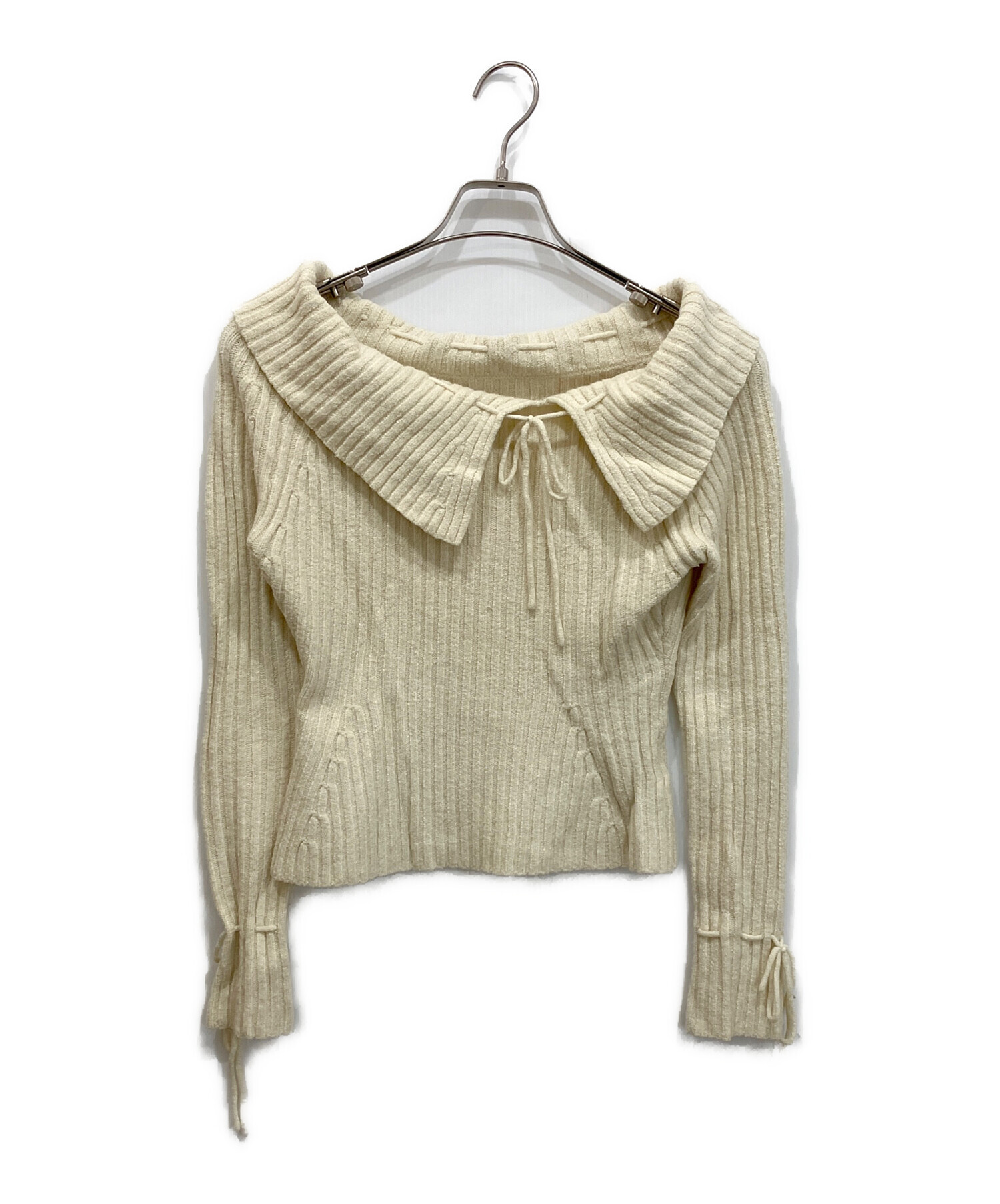 中古・古着通販】yilon (イロン) Off-shoulder ribbon knit アイボリー