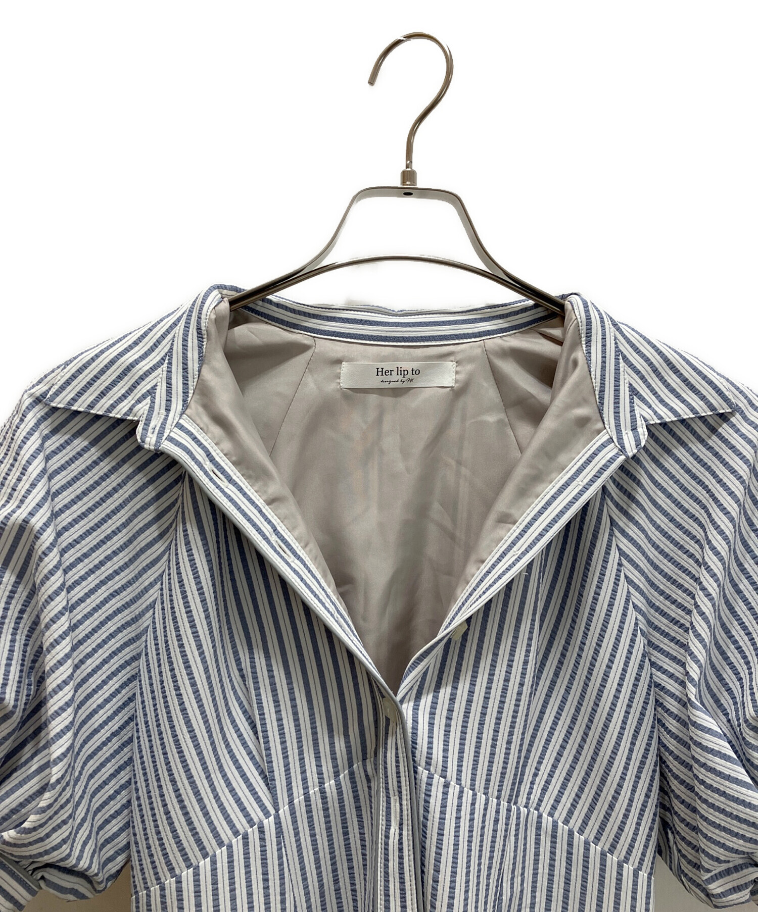 中古・古着通販】HER LIP TO (ハーリップトゥ) Volume Sleeve Stripe