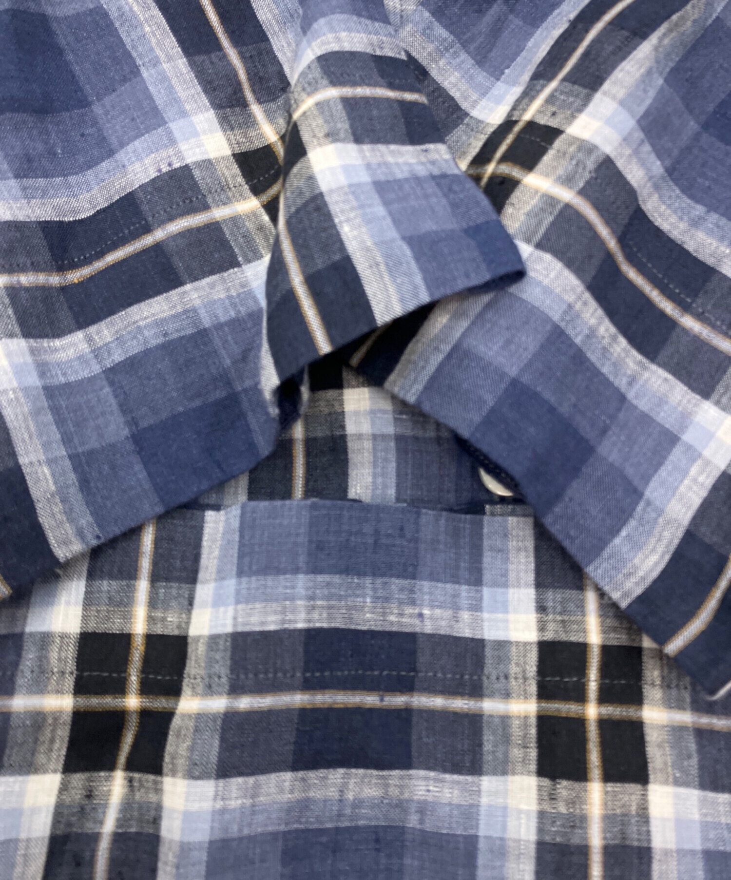 【美品】MARGARET HOWELL ストライプ 半袖シャツ ネイビー M 中古・古着通販】MARGARET HOWELL (マーガレットハウエル) 半袖シャツ