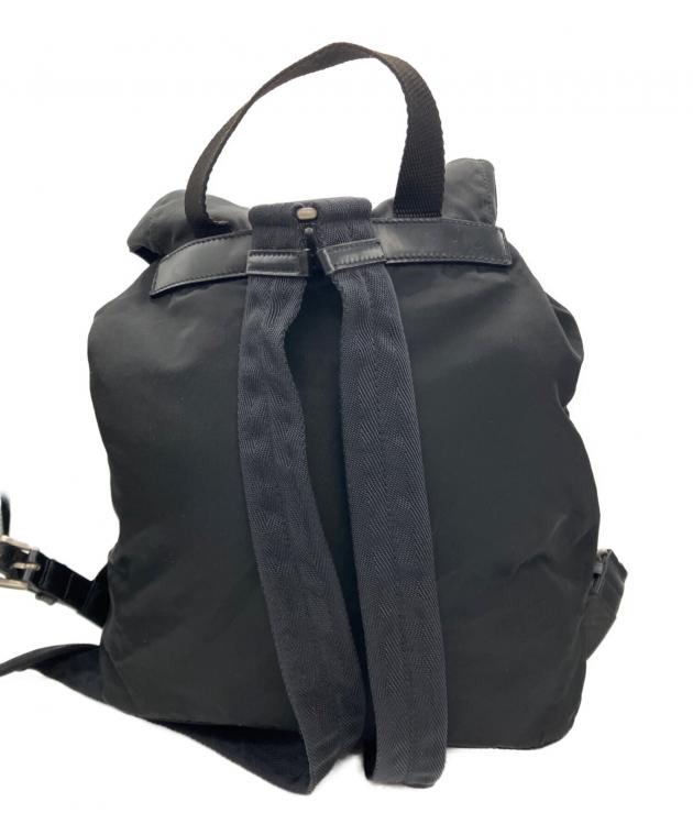 中古・古着通販】PRADA (プラダ) ロゴ金具 ナイロン リュック ブラック