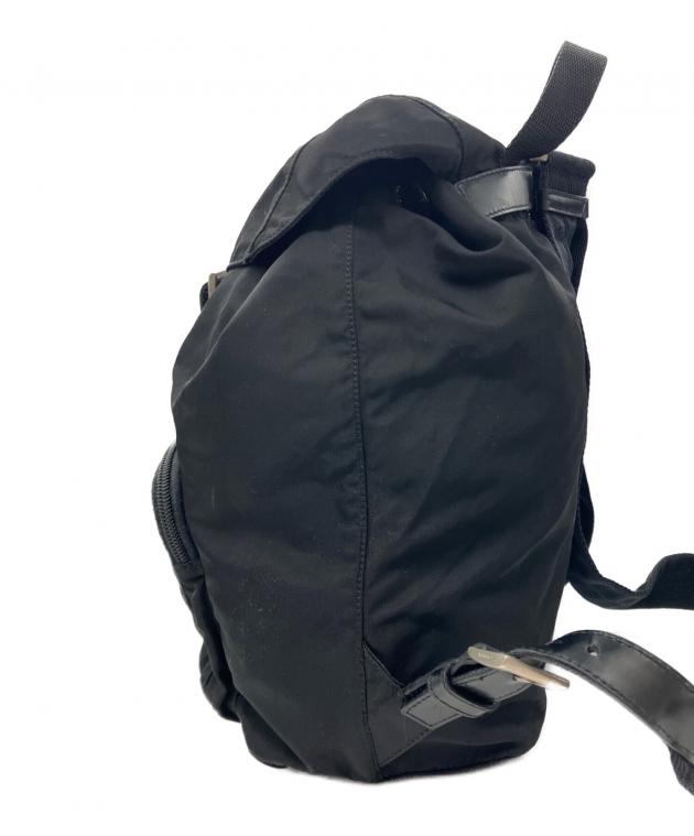 中古・古着通販】PRADA (プラダ) ロゴ金具 ナイロン リュック ブラック
