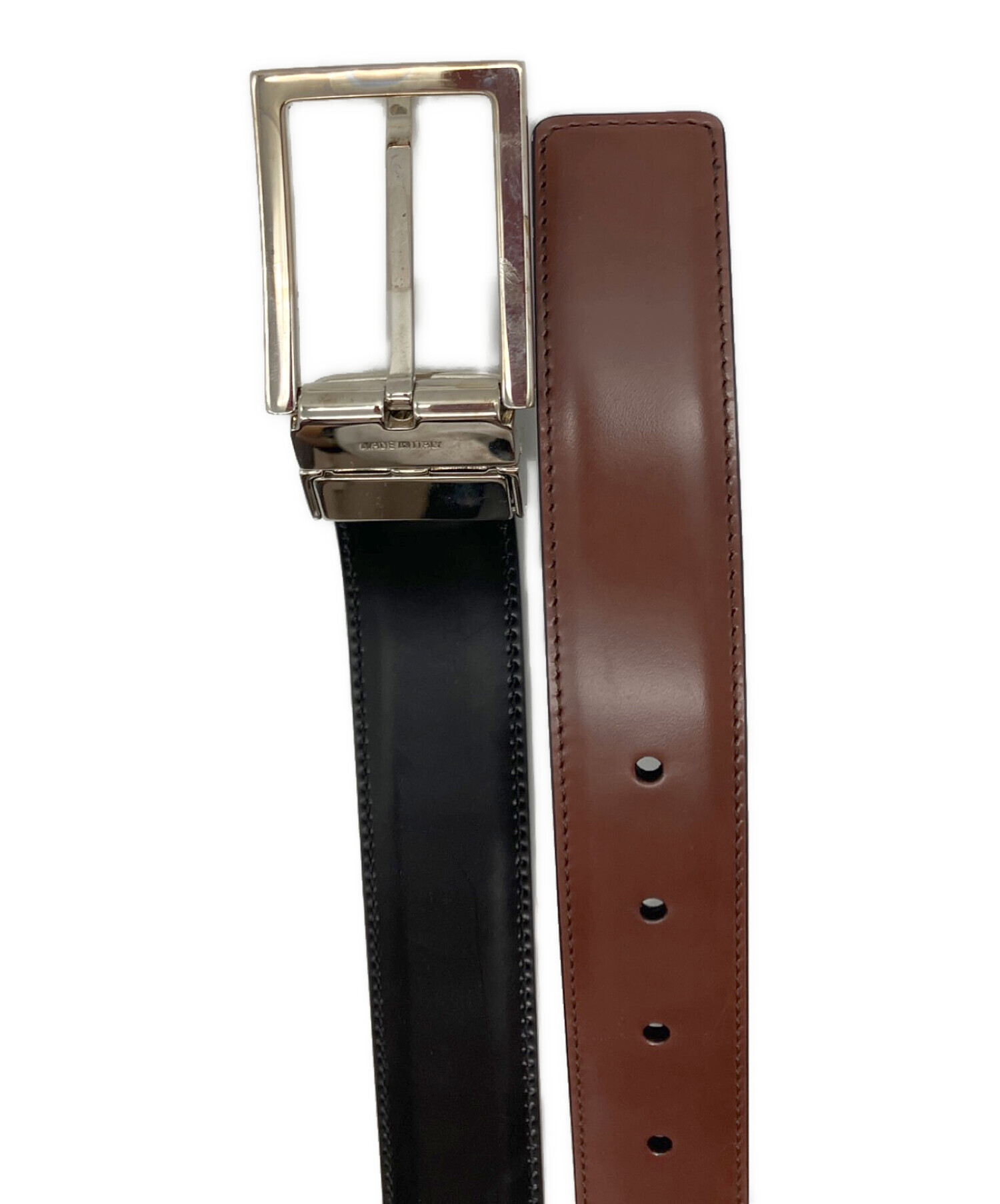 サルヴァトーレフェラガモ ゴールドバックル レザーベルト ダークブラウン 中古・古着通販】Salvatore Ferragamo (サルヴァトーレ フェラガモ