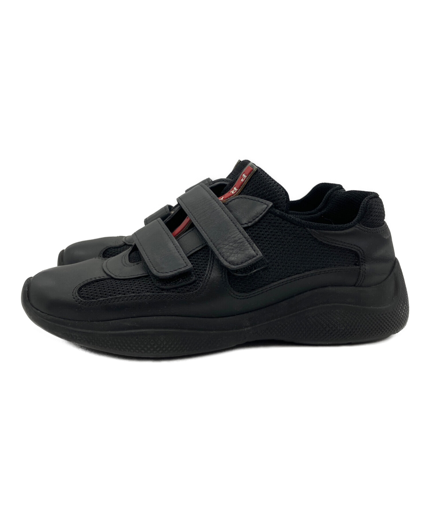 PRADA SPORT レザー ベルクロ スニーカー 黒 9 28相当 中古・古着通販】PRADA SPORTS (プラダスポーツ) ベルクロスニーカー